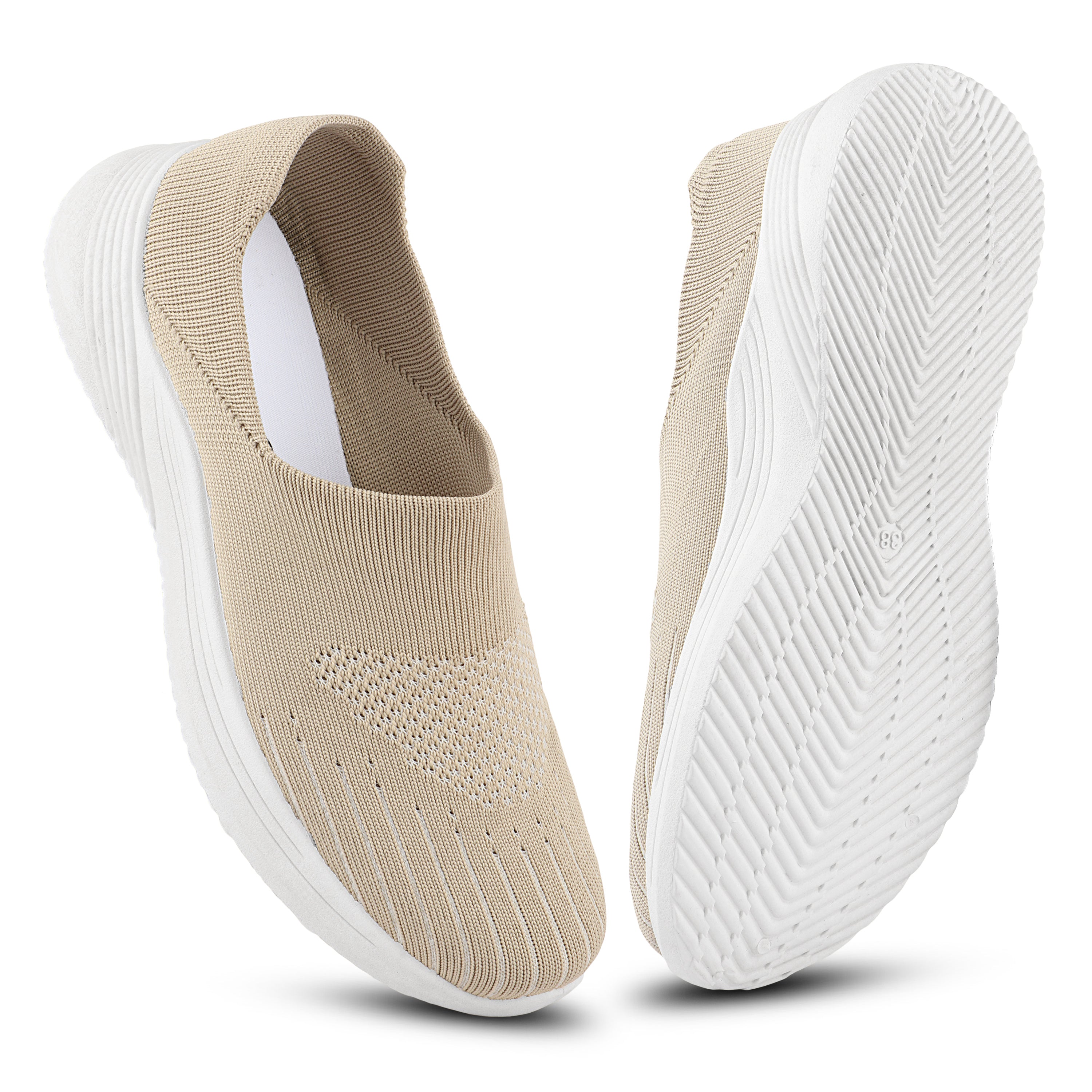 FUEL Drive Anti-Skid Slip-on Sports Shoes for Women (Beige)