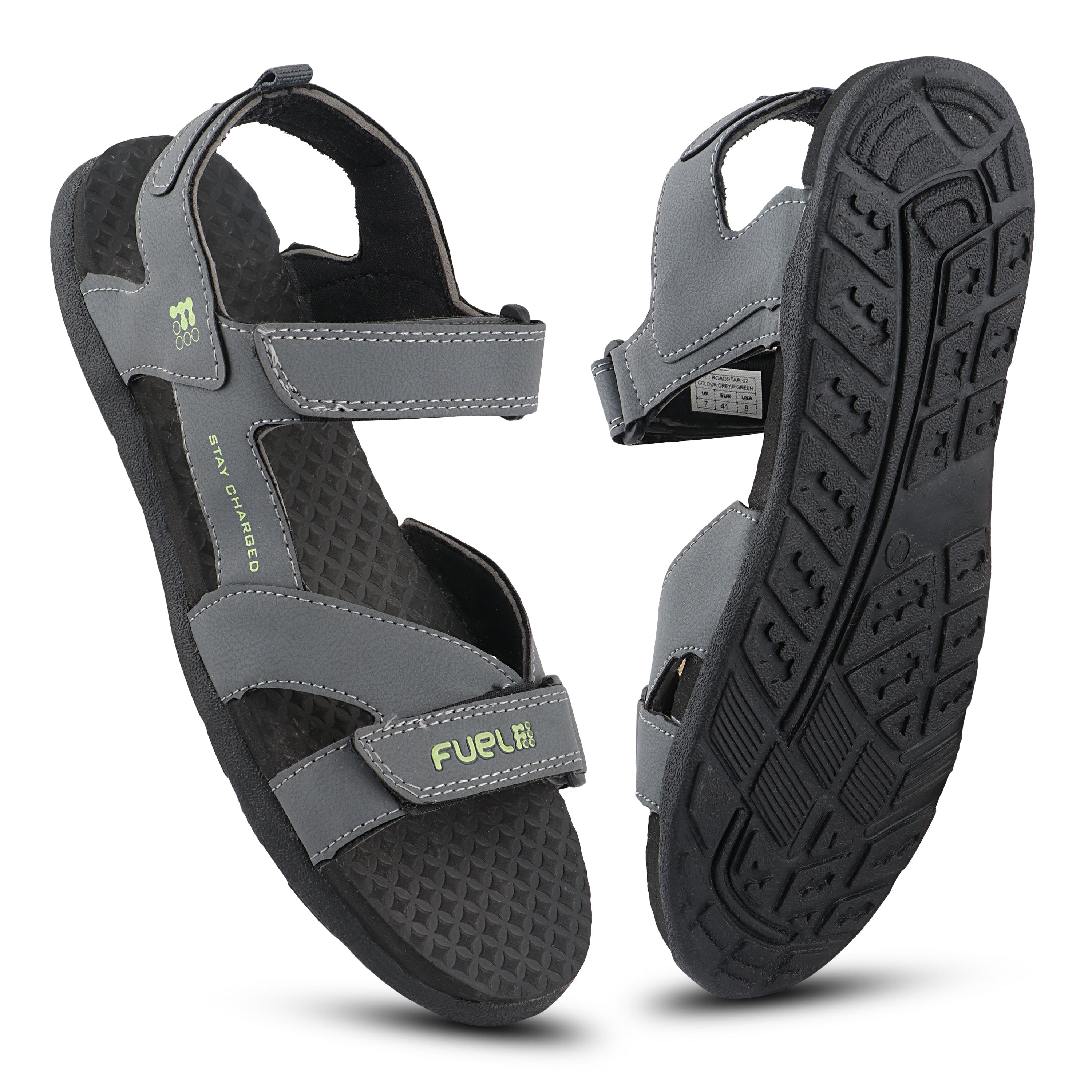 FUEL Roadster-02 Ultra Light-Weight Sports Sandals For Men (Dark-Grey)
