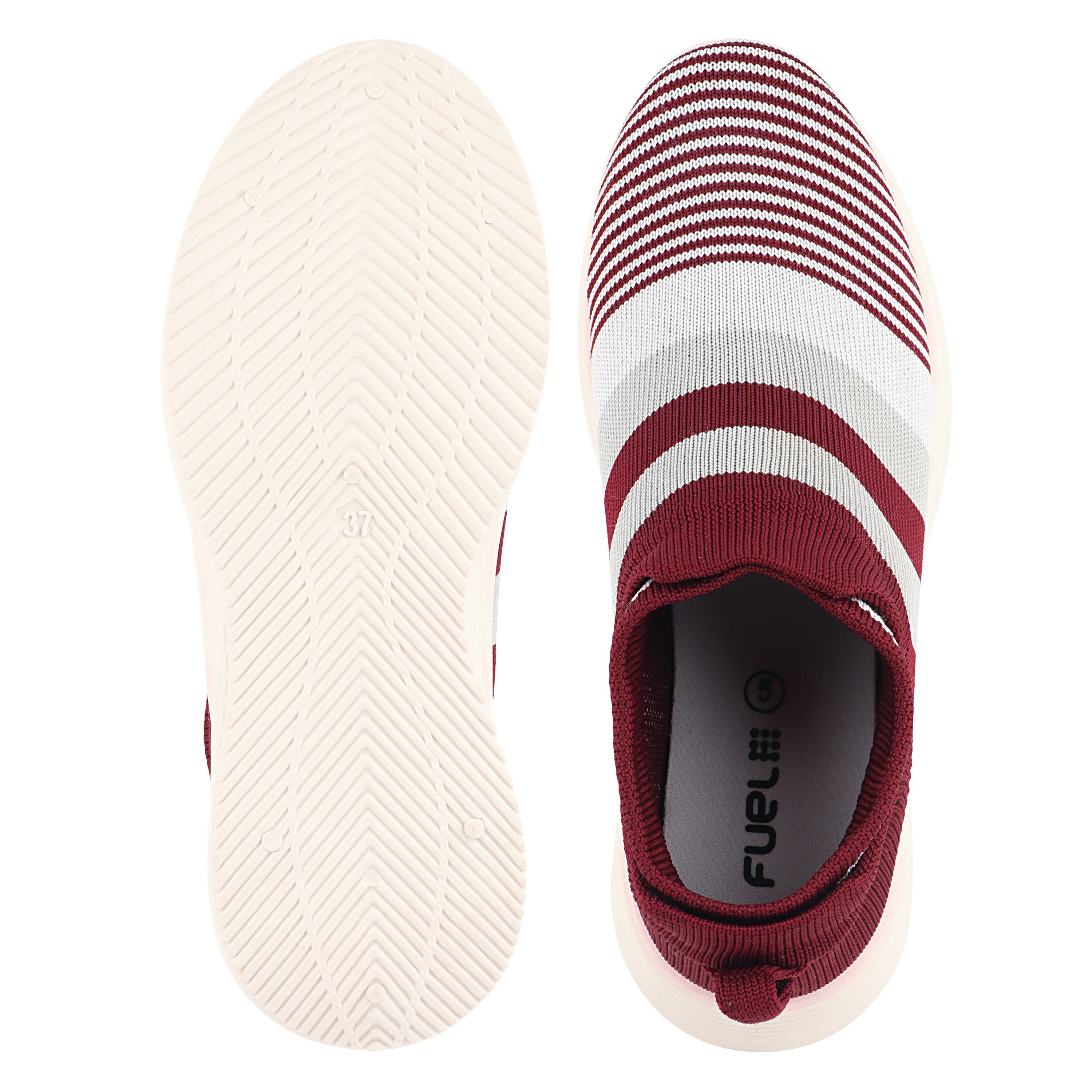 FUEL Adelina-02 Slip-On Sports Shoes with Breathable Mesh Knit in Flexible PVC Sole (Mehroon)