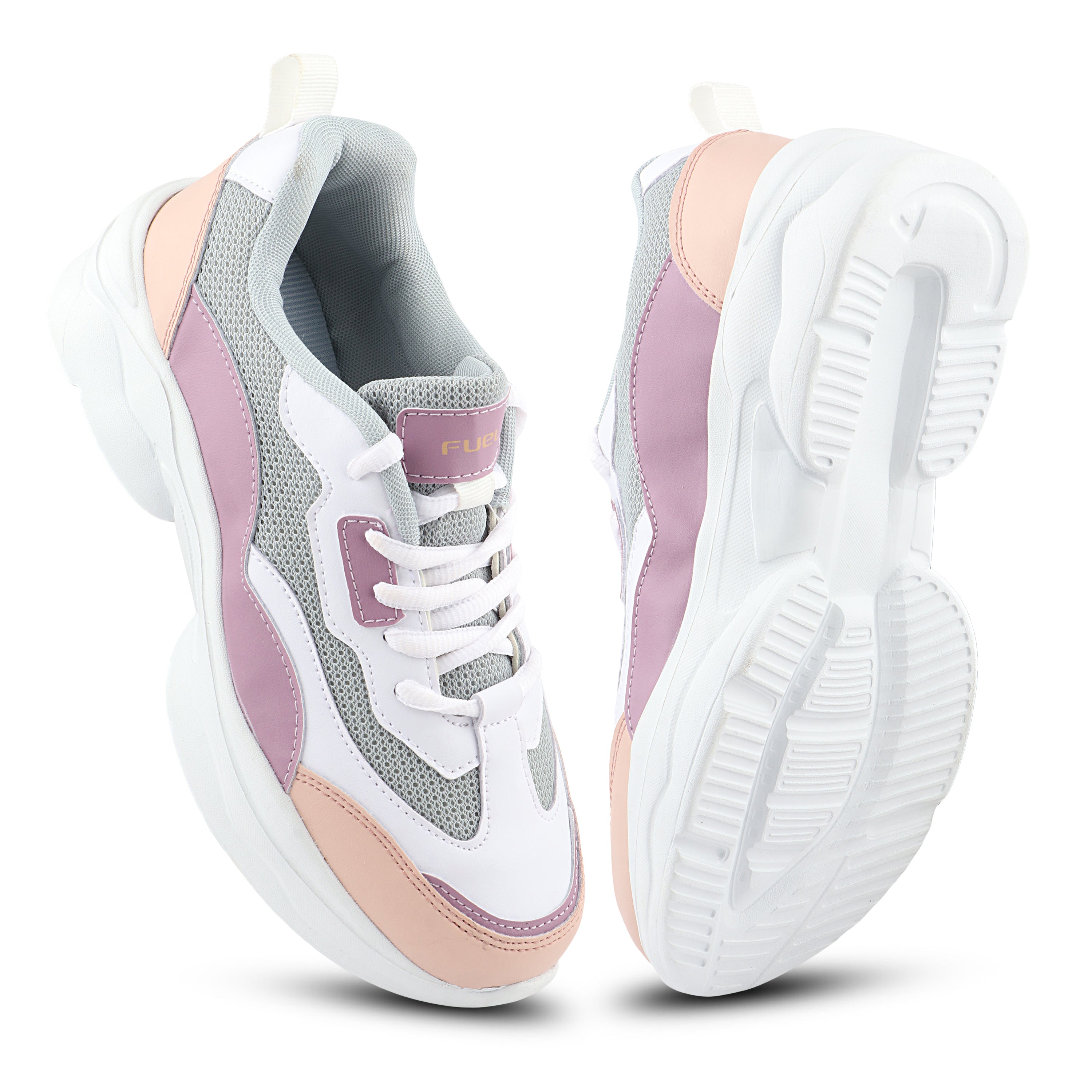 FUEL Lina Lightweight & Comfortable with Lace-Up Running & Daily Wear Sports Shoes for Women's (Peach)