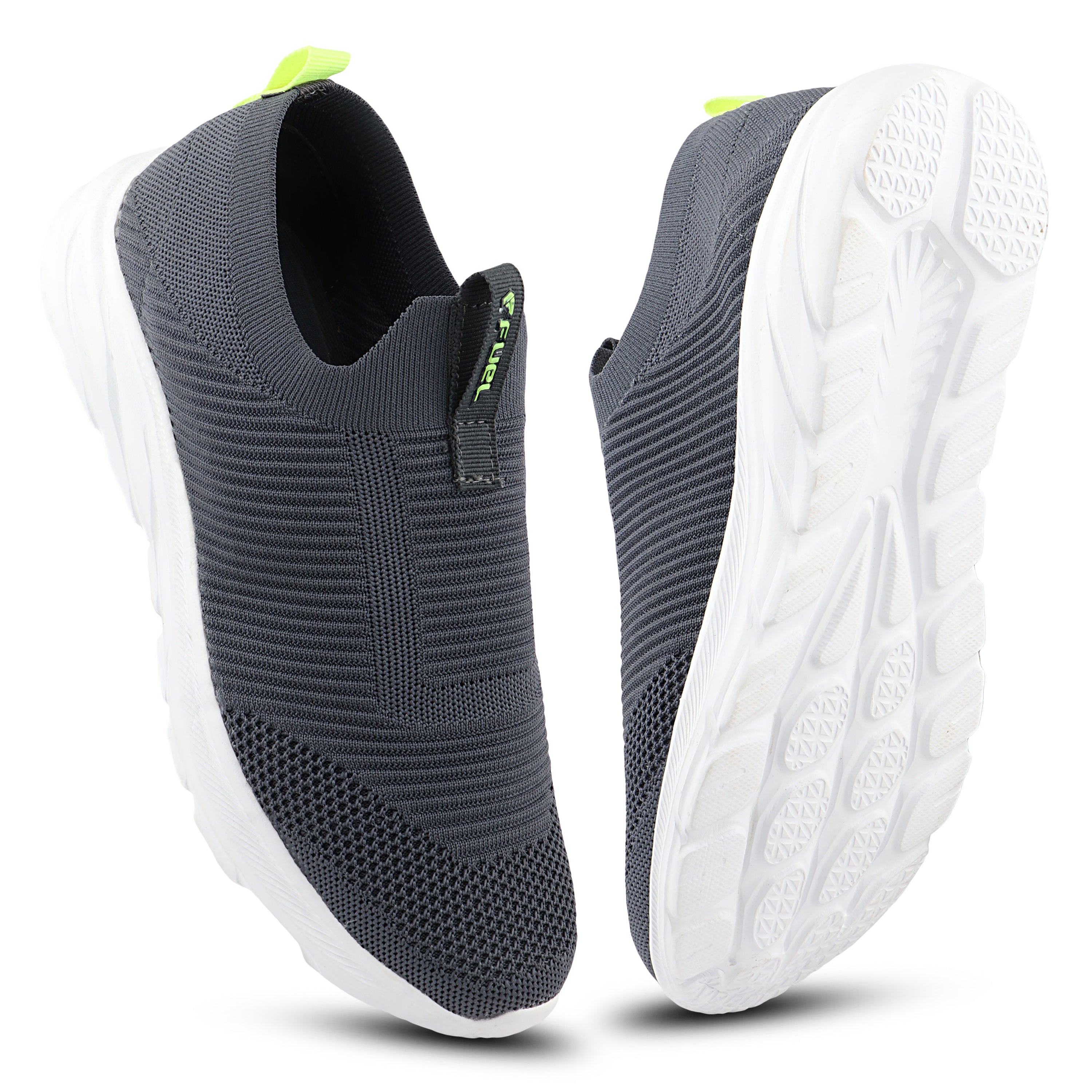 FUEL Flash-02 Soft Cushioned Insole and Breathable Knit Upper with EVA Sole & Casual Slip-On Sports Shoes for Men (Grey)