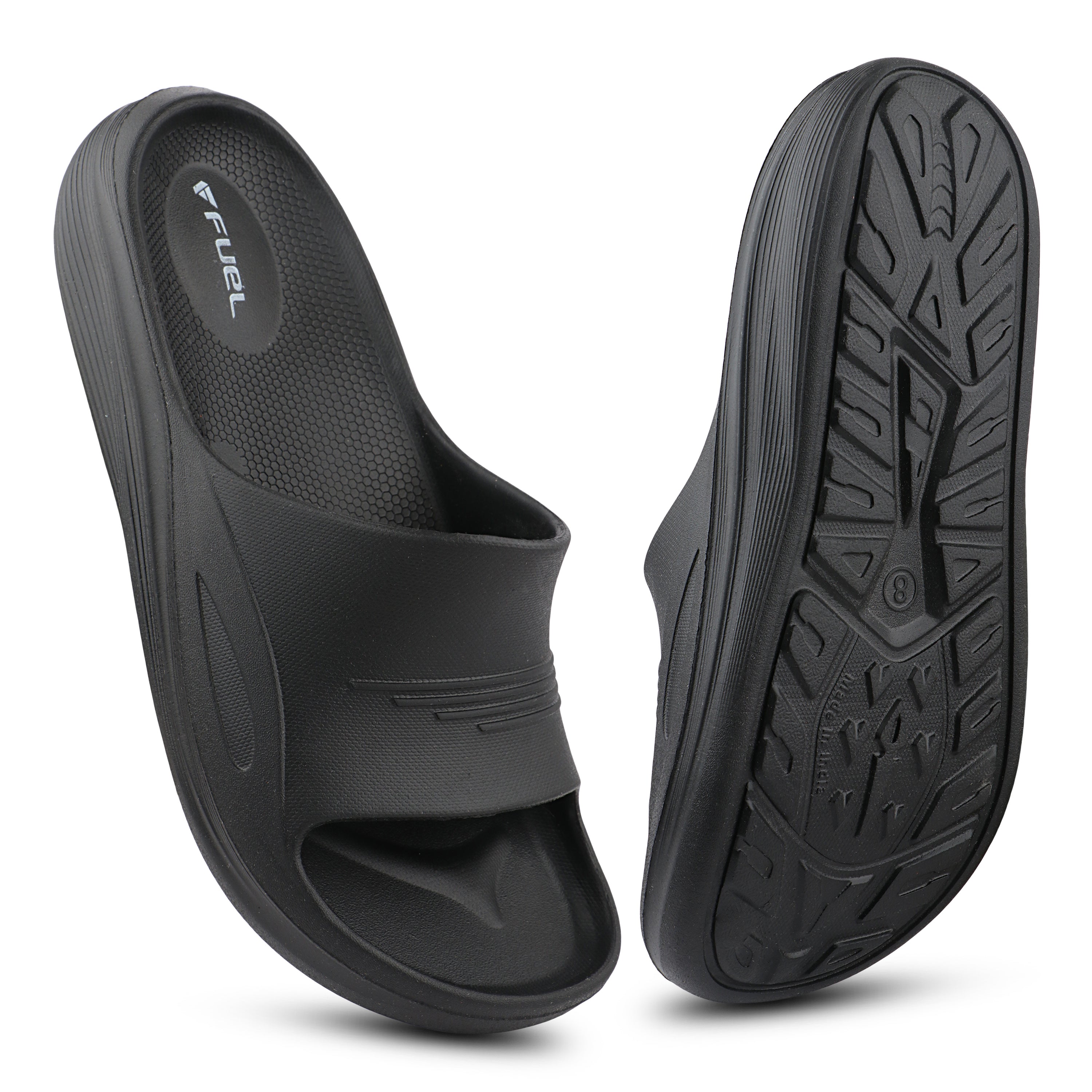 FUEL Cloud Cushioned Footbed and Lightweight Slip-On Design with Anti-Slip Sole for Men's (Black)