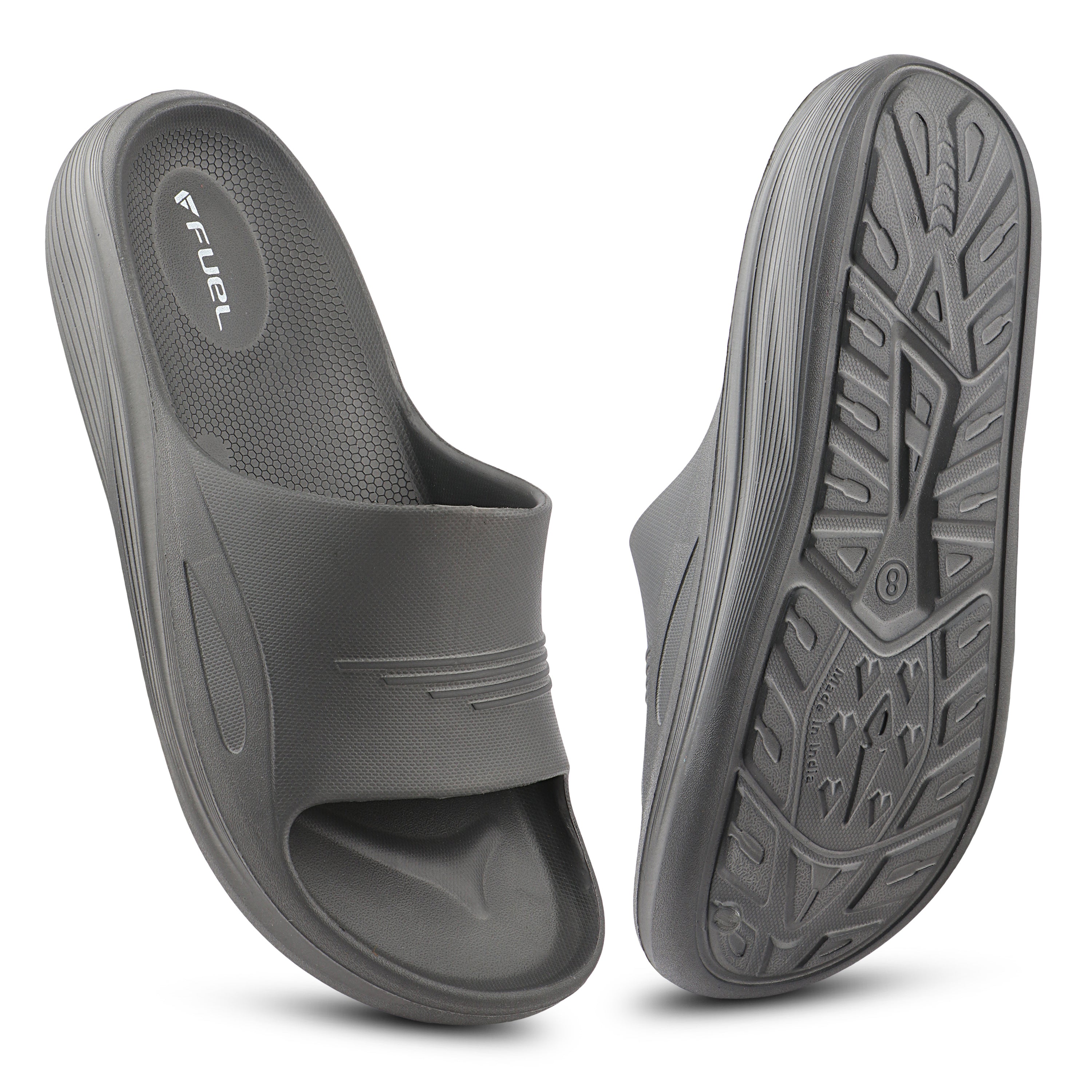 FUEL Cloud Cushioned Footbed and Lightweight Slip-On Design with Anti-Slip Sole for Men's (Grey)
