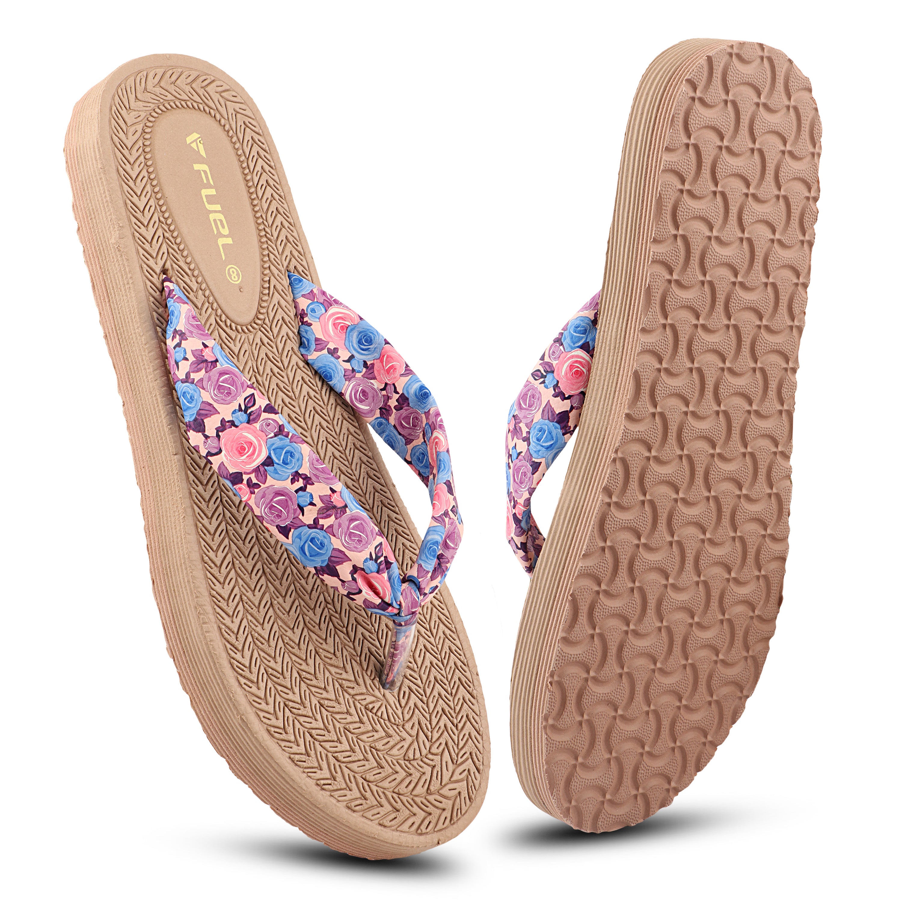 FUEL Flora Cushioned Footbed with Synthetic Cloth Upper & Lightweight EVA Sole for Women's (Purple)