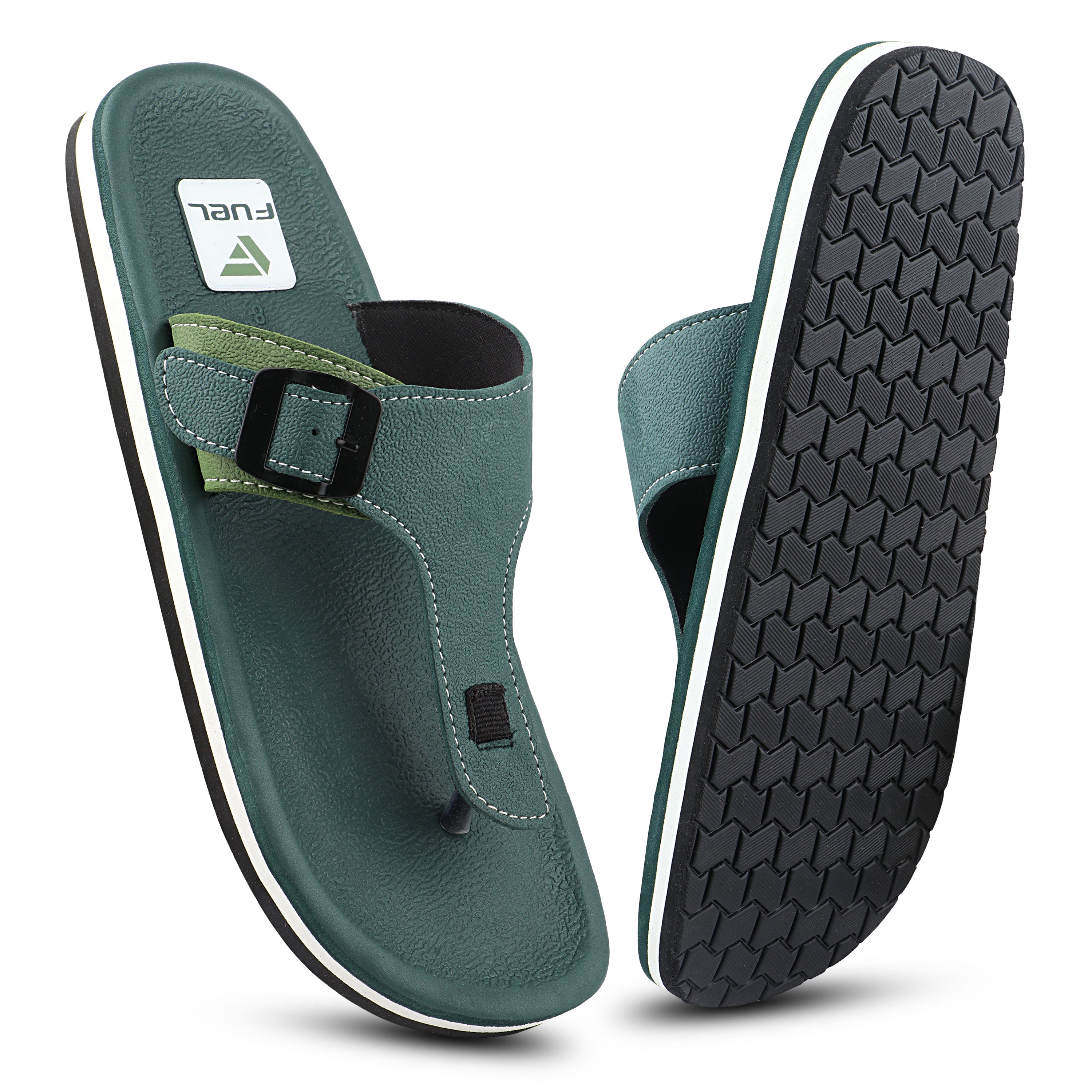 FUEL Walkfit Flexible EVA Sole Slippers with Cushioned Support for Men's (Olive)