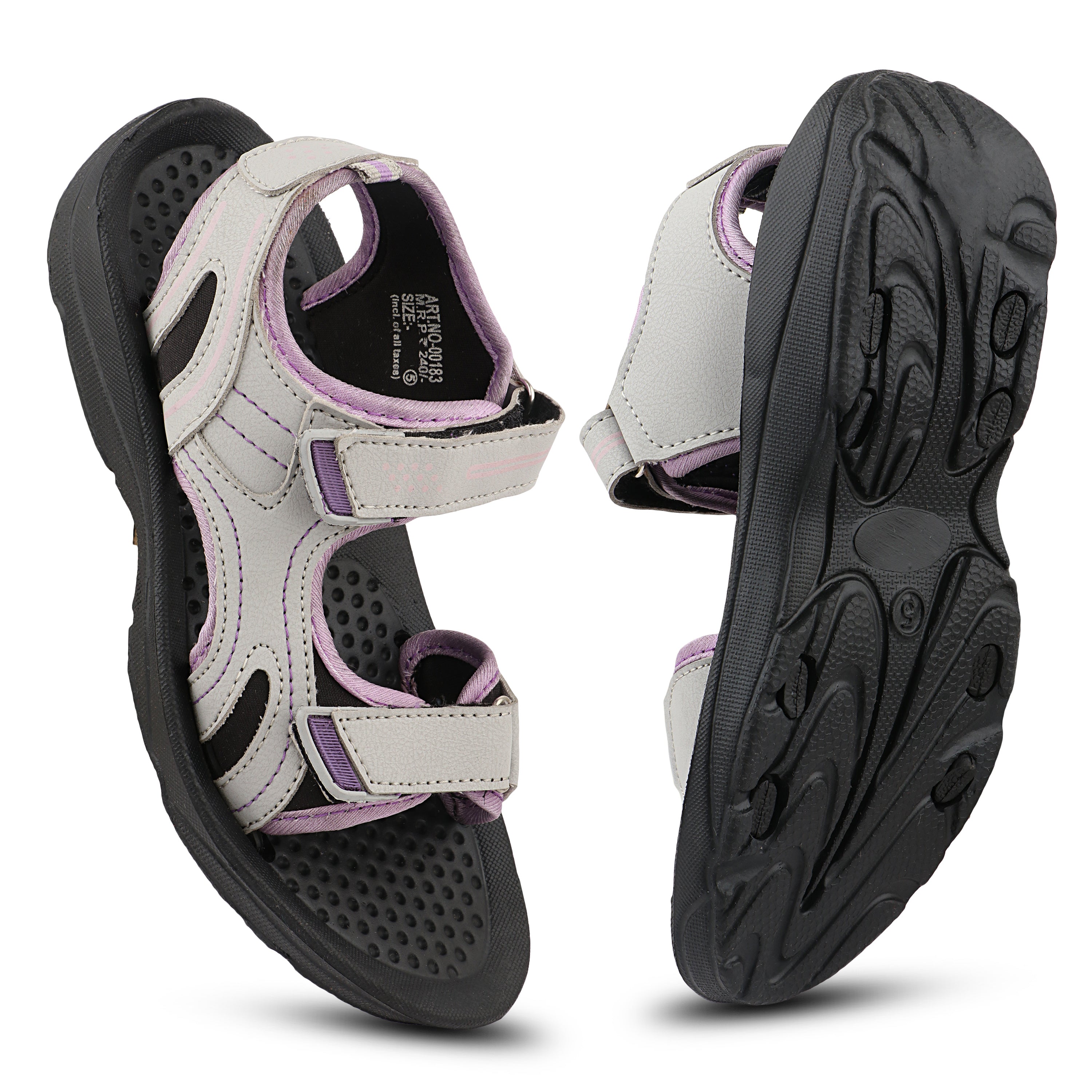 FUEL Flexi Stylish Lightweight & Comfortable with Durable Rexine Upper & EVA Sole Sports Sandal for Women's (Grey)