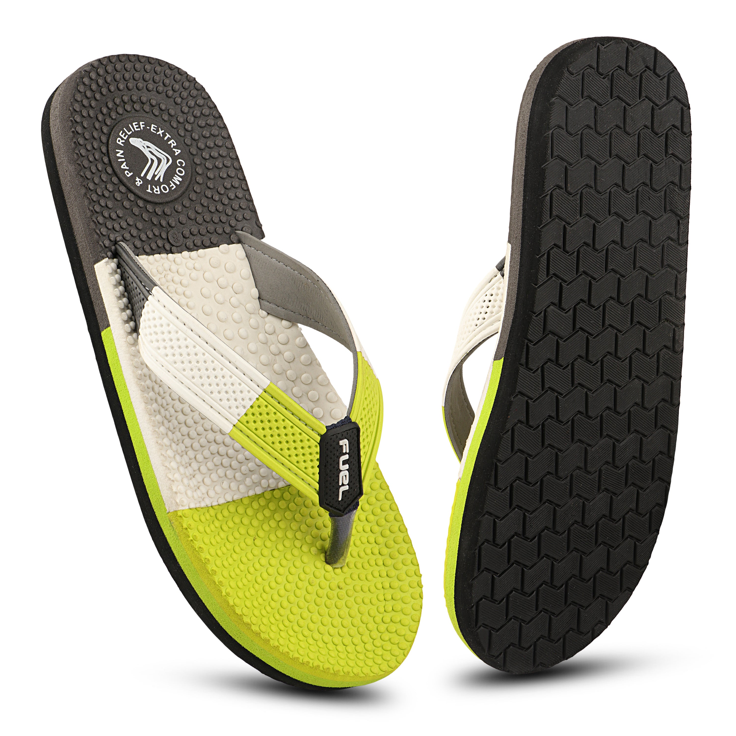 FUEL Trenzo Comfortable Slip-On Slippers with Cushioned Insole & Flexible Sole for Men's (Green)