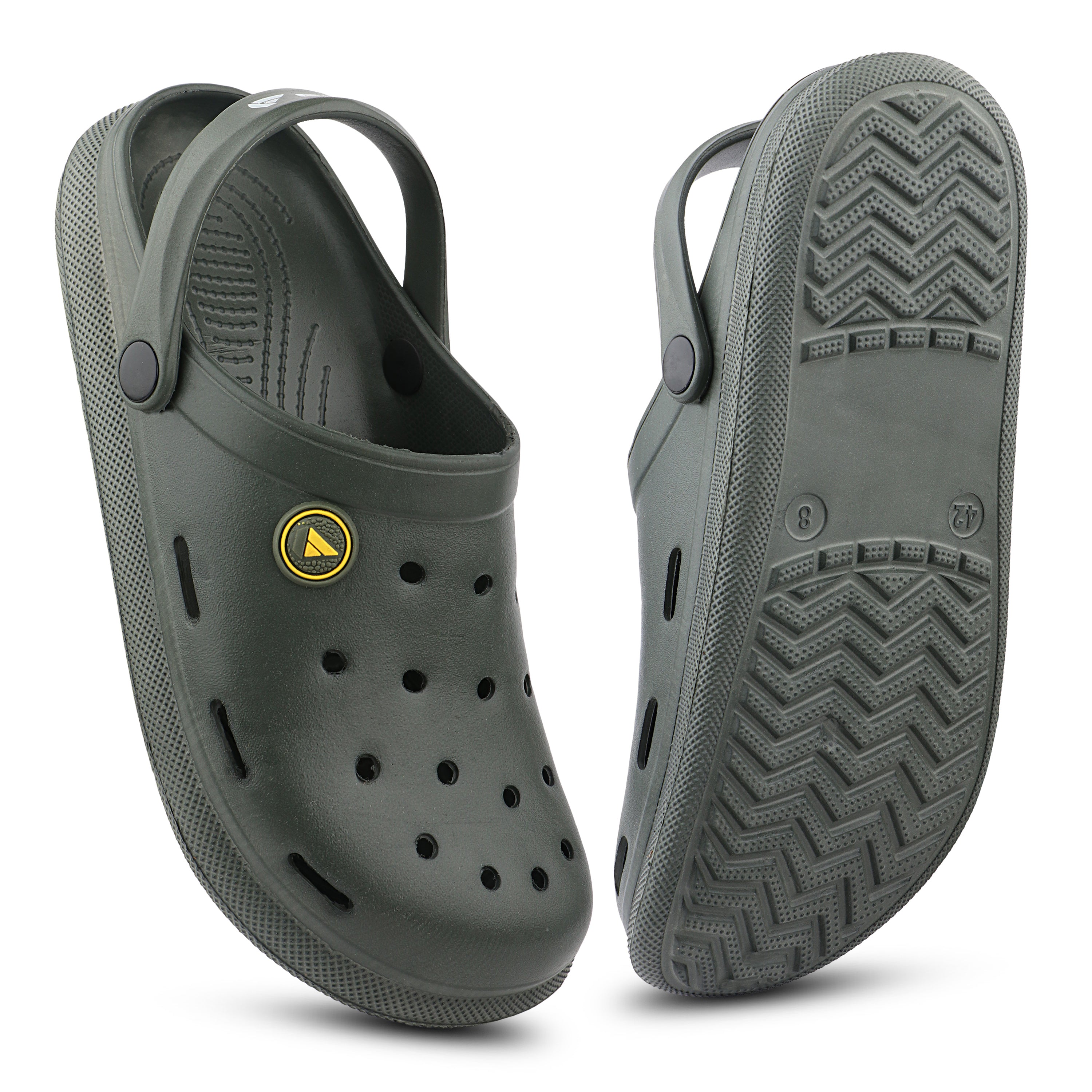 FUEL 1101 Lightweight and Comfortable Slip-On Casual Clogs with Cushioned Footbed Clogs for Men's (Olive)