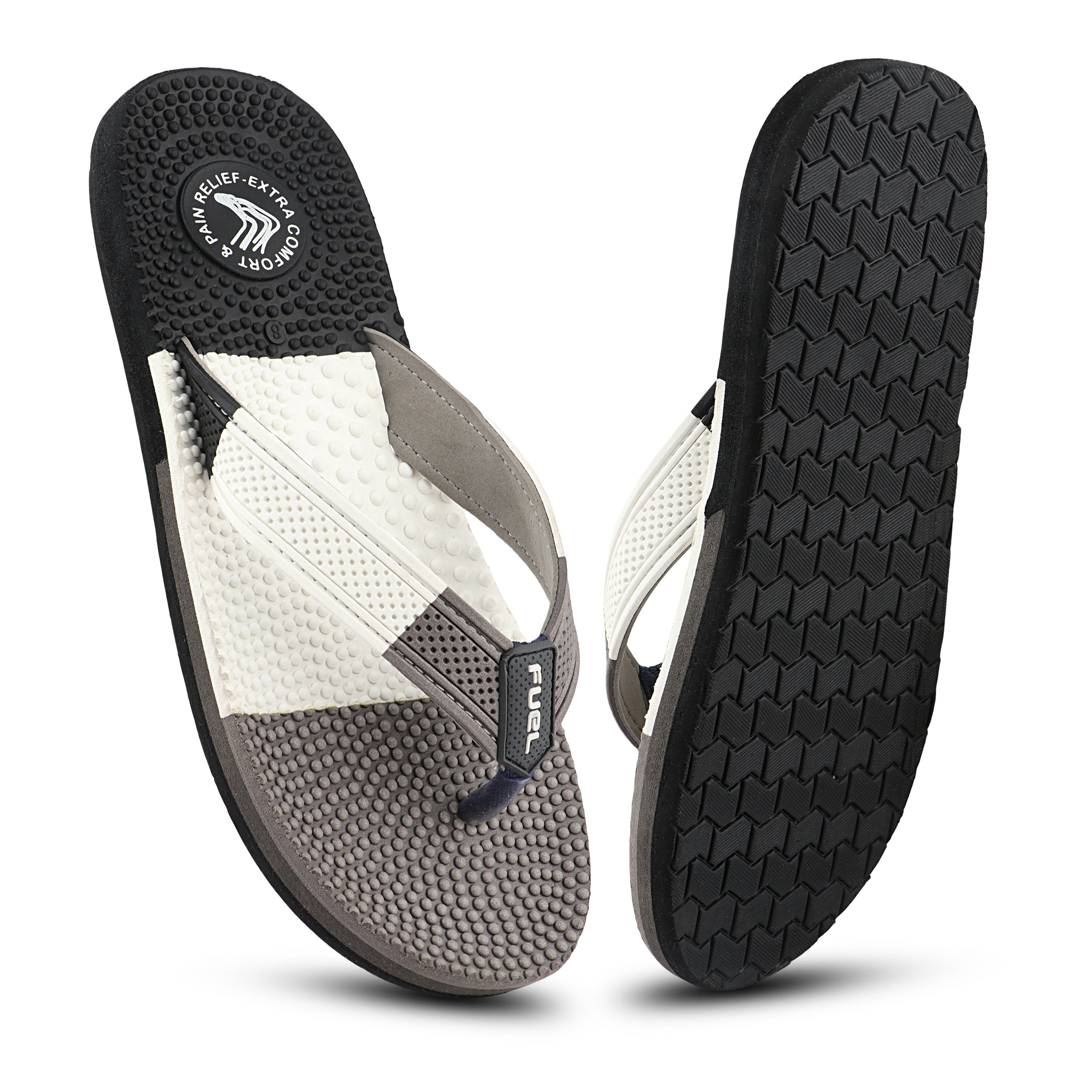 FUEL Trenzo Comfortable Slip-On Slippers with Cushioned Insole & Flexible Sole for Men's (Black)
