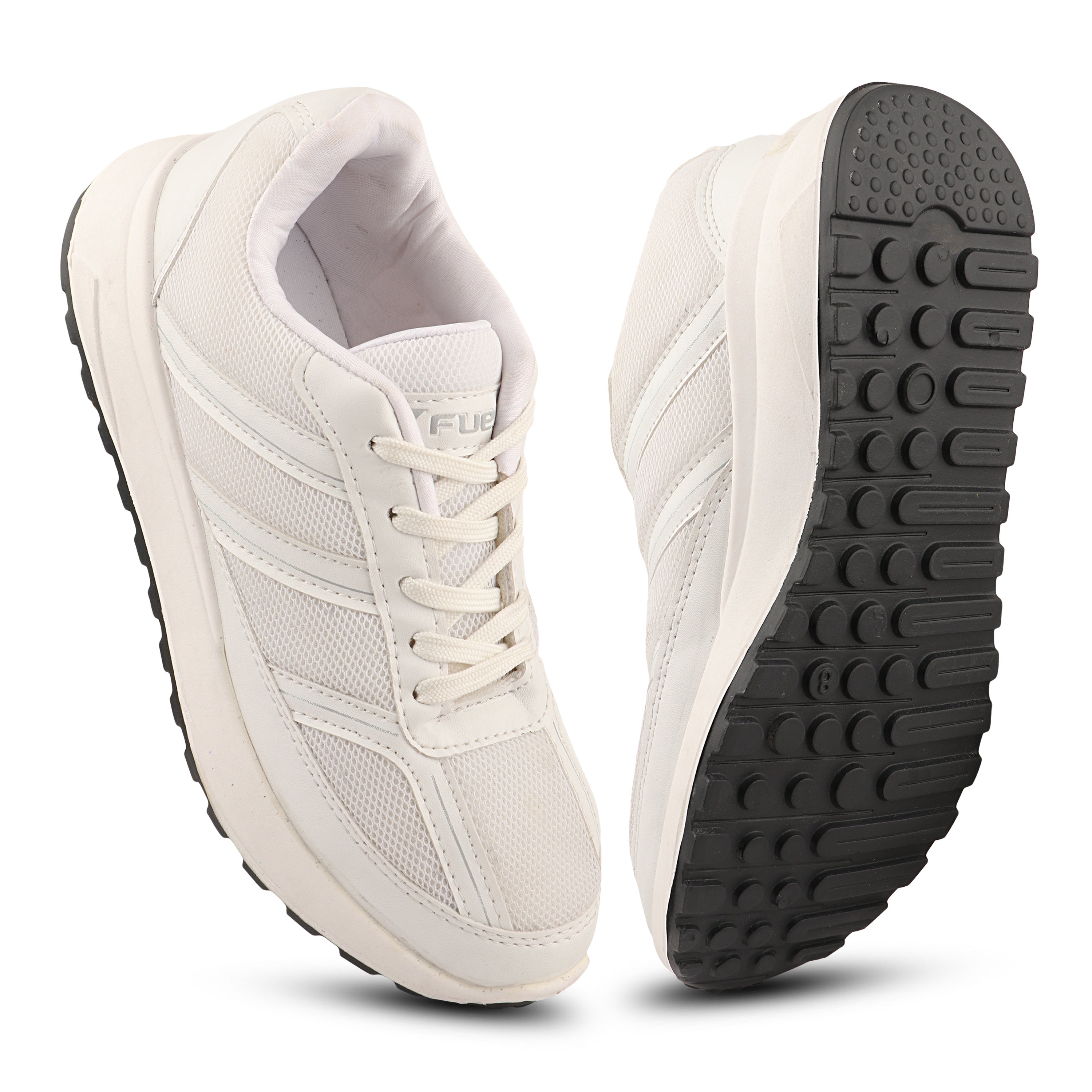 FUEL Frenzy Lightweight & Durable with Stylish Corduroy Cushioned Comfort Durable PVC Sole for Men's (White)