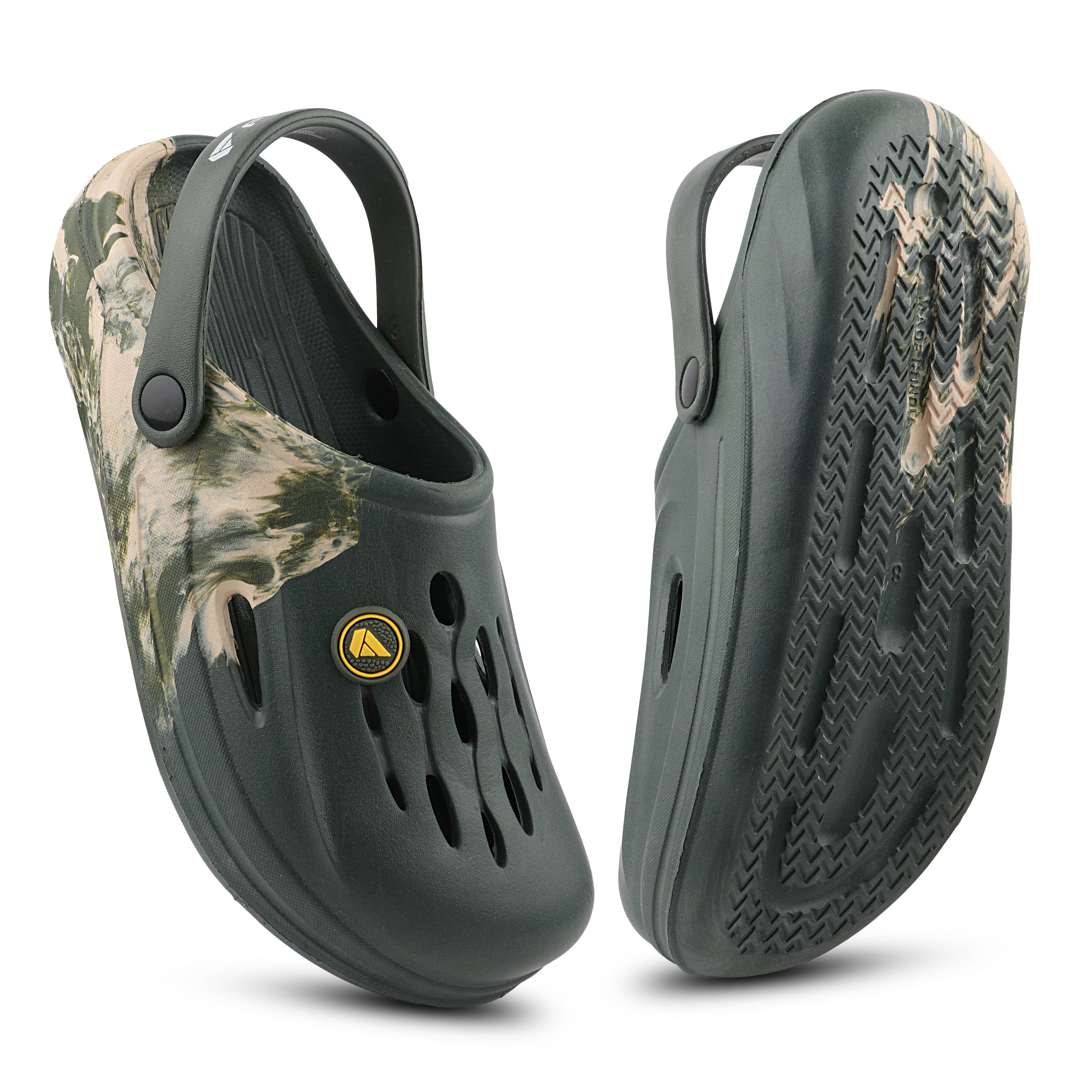 FUEL Oxygen Cushioned Comfort and Lightweight Slip-On with Anti-Slip Sole Clogs for Men's (Olive)