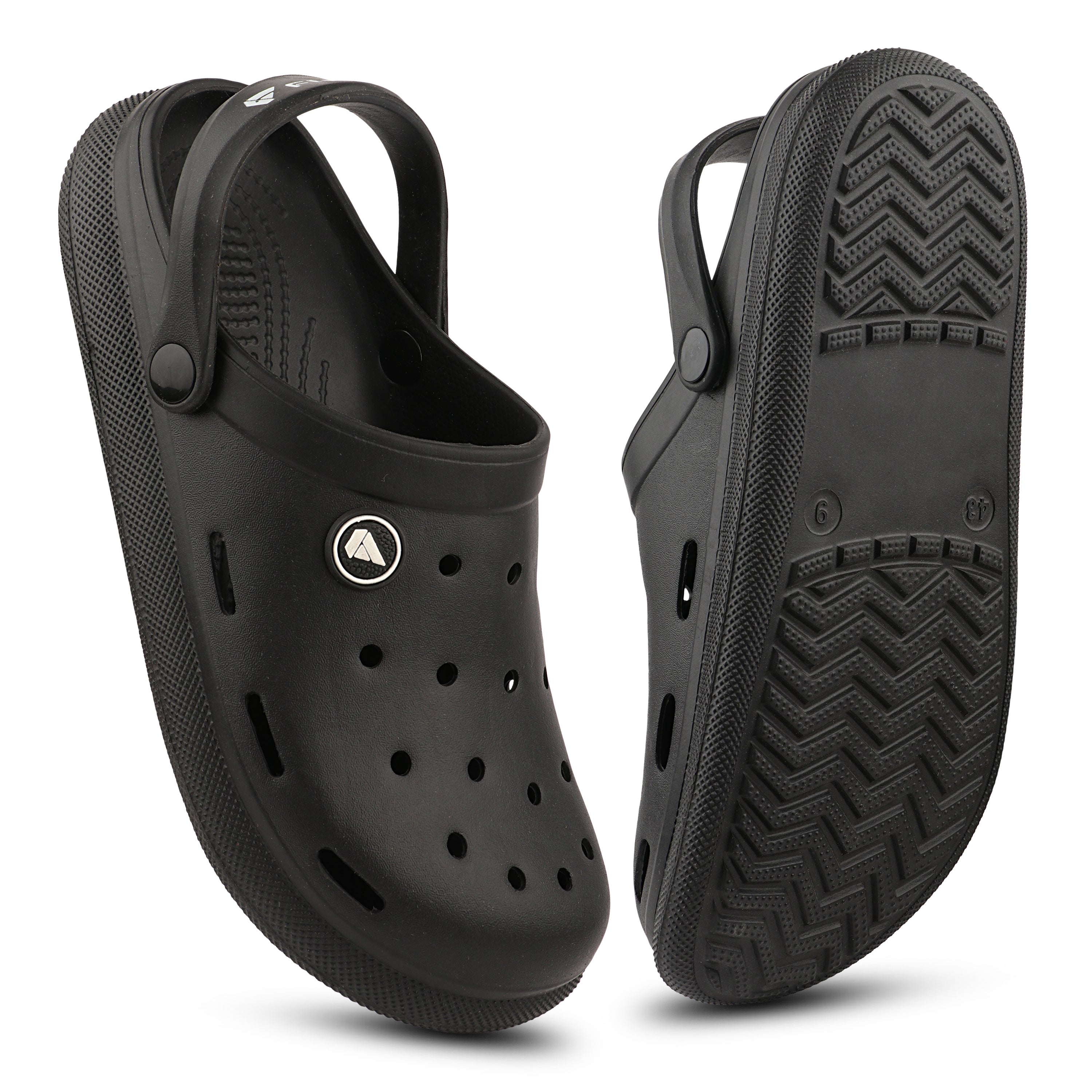FUEL 1101 Lightweight and Comfortable Slip-On Casual Clogs with Cushioned Footbed Clogs for Men's (Black)