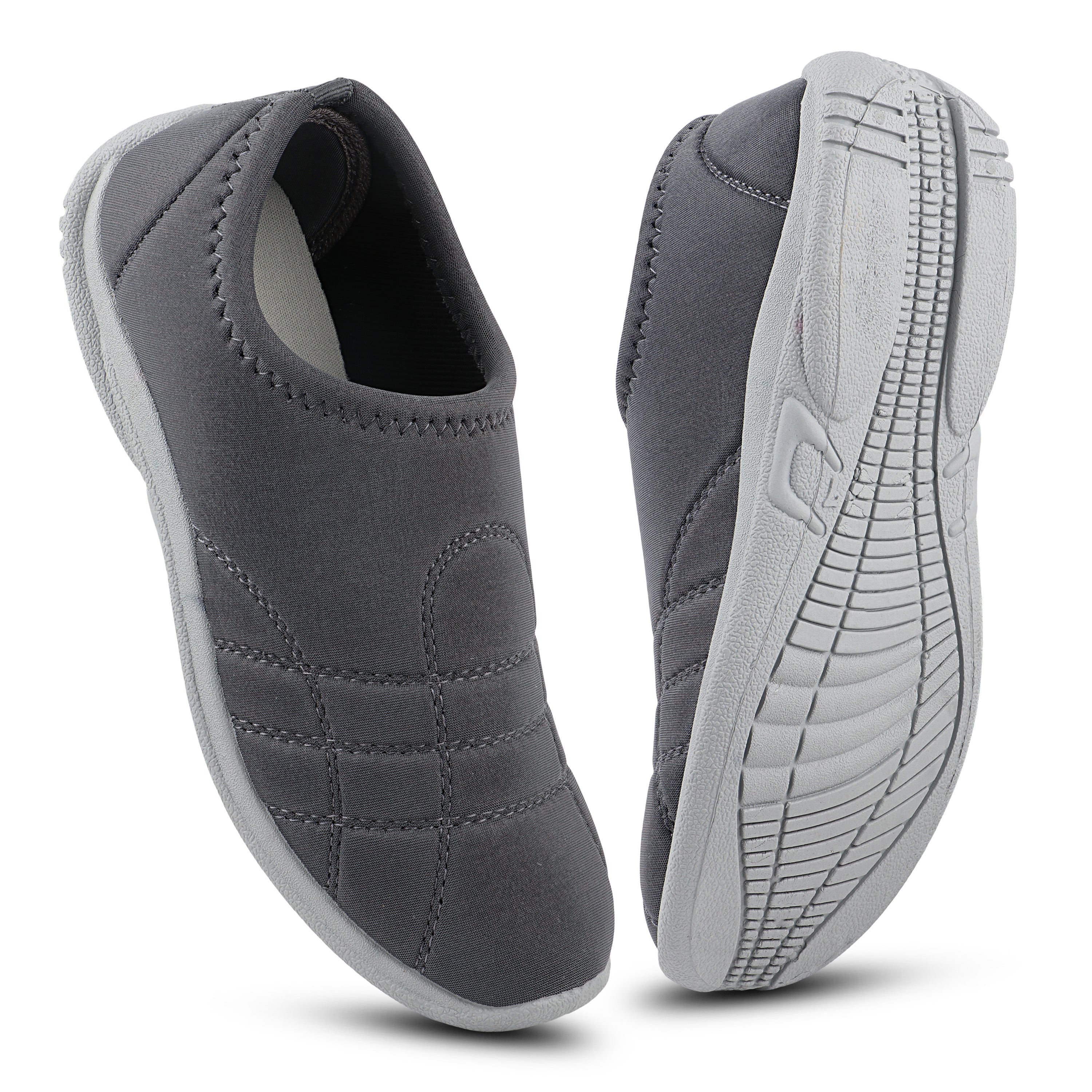 FUEL Comfort-05 Lightweight & Breathable Lycra Upper with Cushioned Footbed Casual Slip-On Shoes for Women's (Grey)