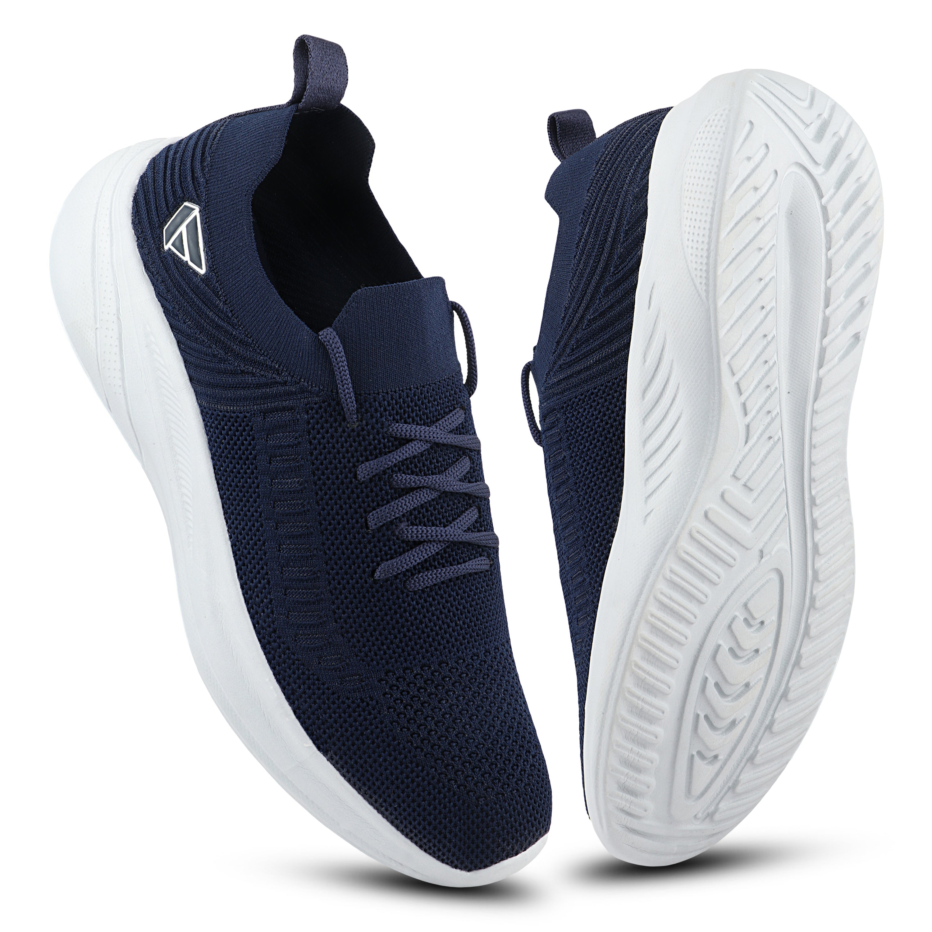 FUEL Player Breathable Knitted Fabric and Lightweight EVA Sole with Cushioned Footbed Sports Shoes for Men's (Navy)