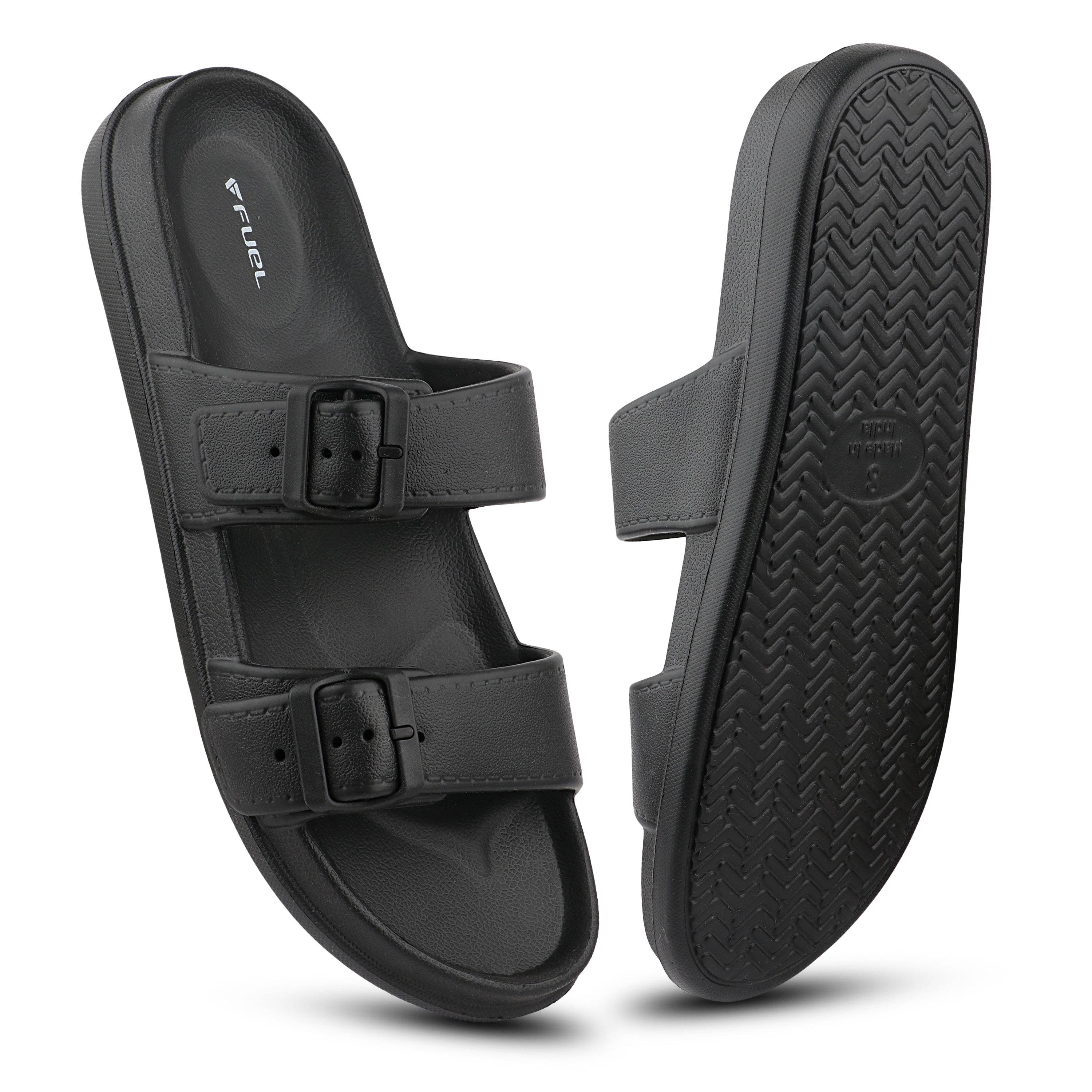 FUEL Aura Lightweight & Anti-Slip with Cushioned Footbed and Flexible Durable Slipper for Men's (Black)
