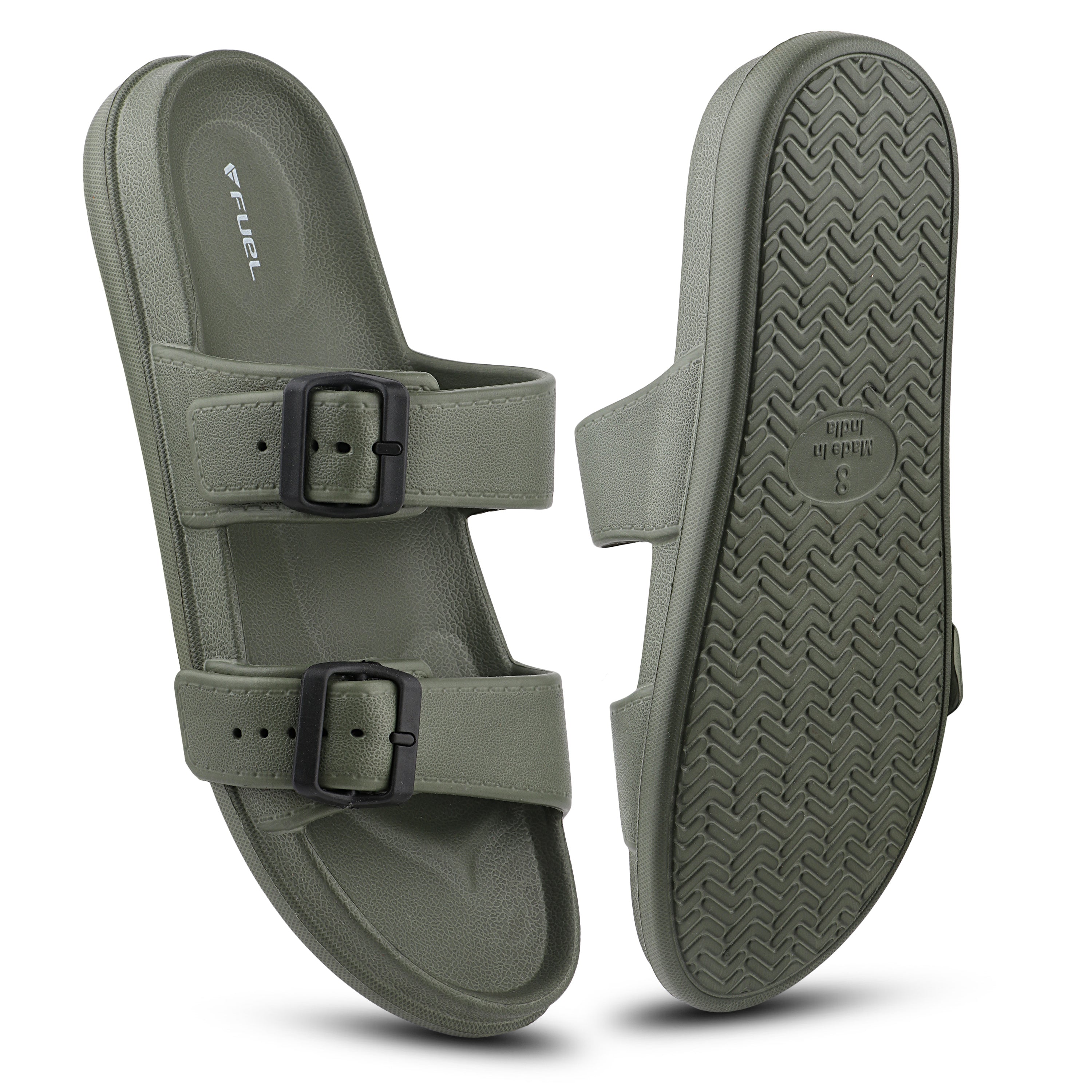 FUEL Aura Lightweight & Anti-Slip with Cushioned Footbed and Flexible Durable Slipper for Men's (Olive)