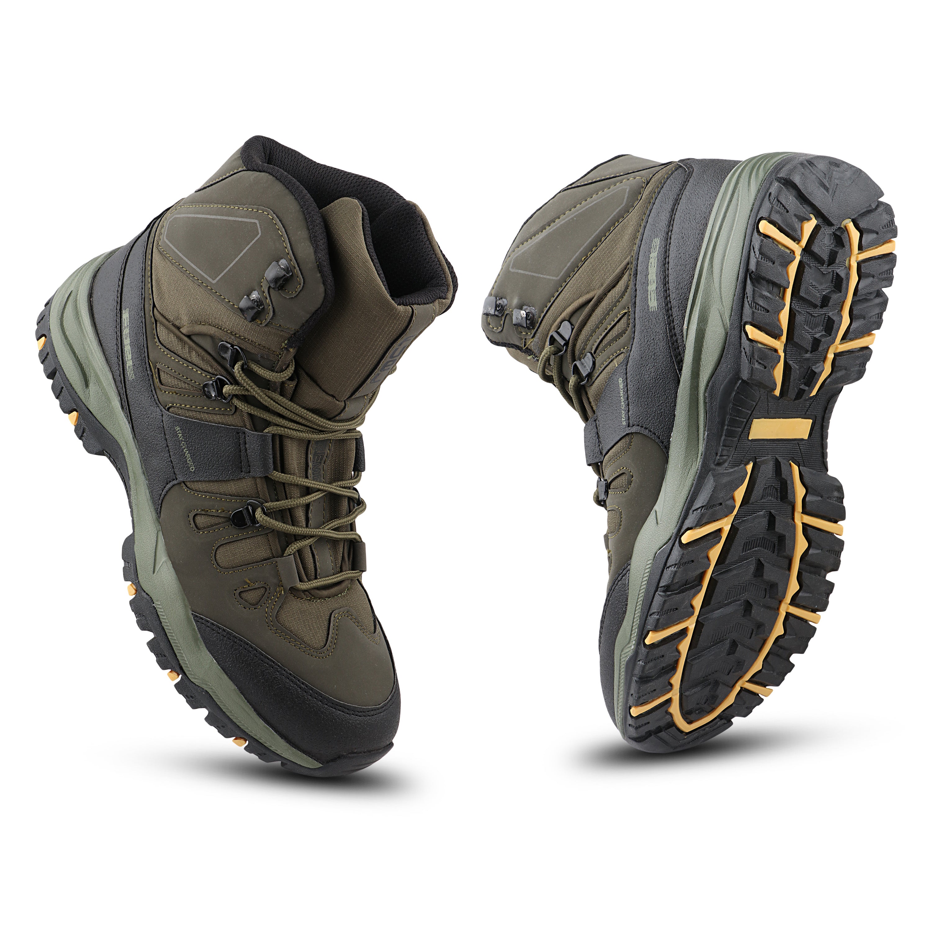 FUEL Force Men’s High-Ankle Shoes | Cushioned & Comfortable Lace-Up Shoes | EVA + Rubber Sole | Durable Synthetic Shoes for Walking, Travel, Outdoor & Regular Use (Olive)