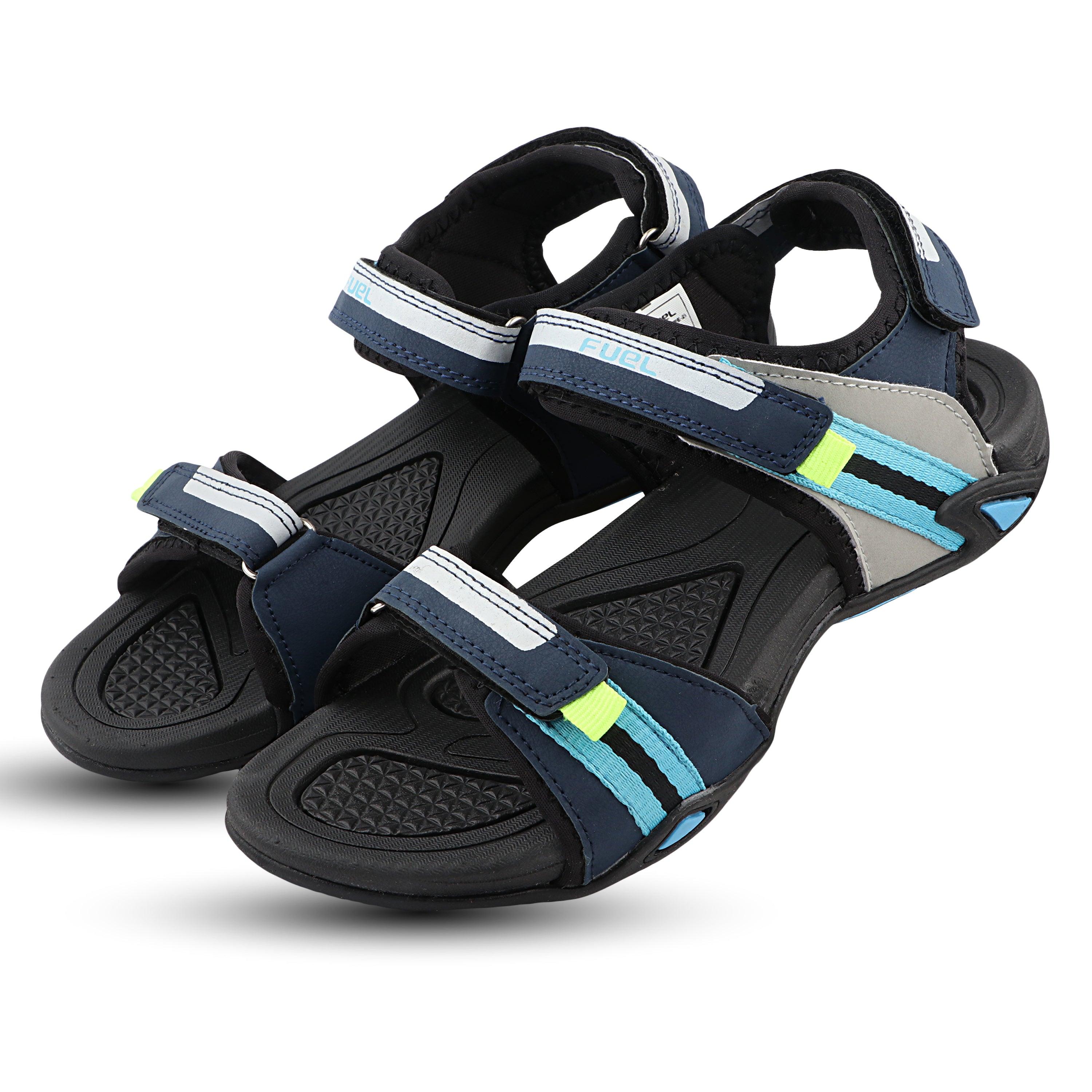 FUEL Vento-JR-02 Men’s Sports Sandals | Velcro Strap | EVA + TPR Sole | Cushioned Footbed | Lightweight Walking Sandals for Daily, Travel & Outdoor Use (Navy)
