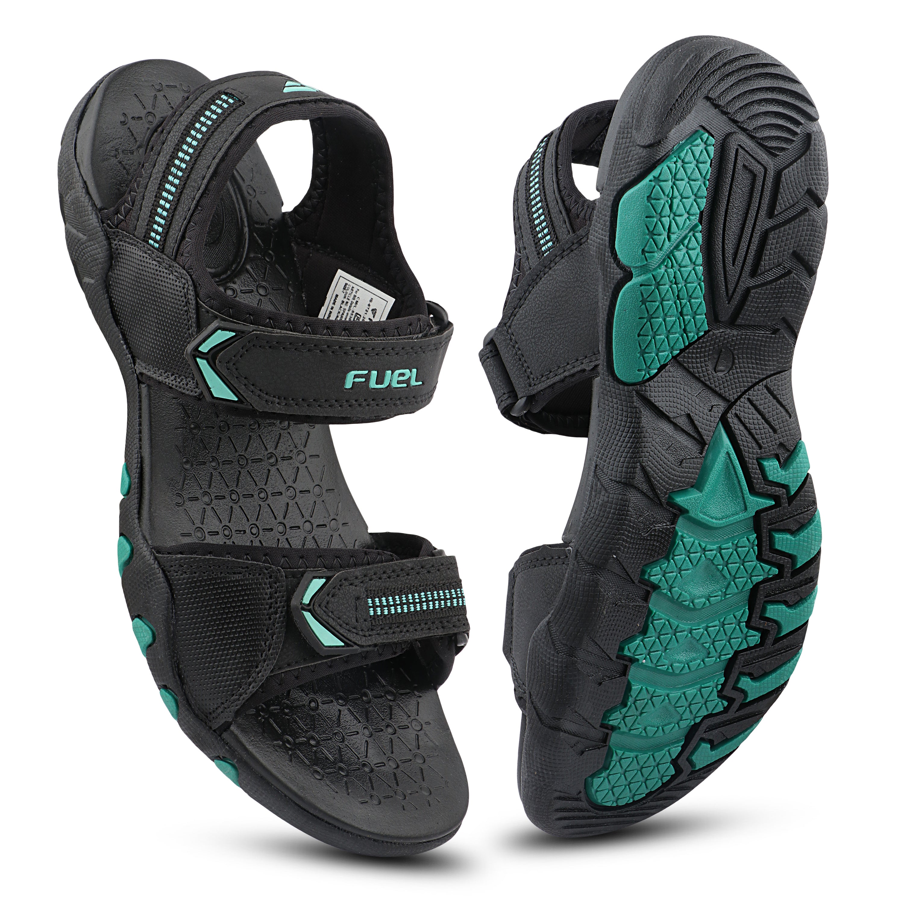 FUEL Sprandi-01 Sports Sandals for Men | Lightweight Walking & Outdoor Sandals | Breathable Mesh + Rexine | Easy Velcro Fit | EVA + TPR Sole | Cushioned Footbed (Aqua)
