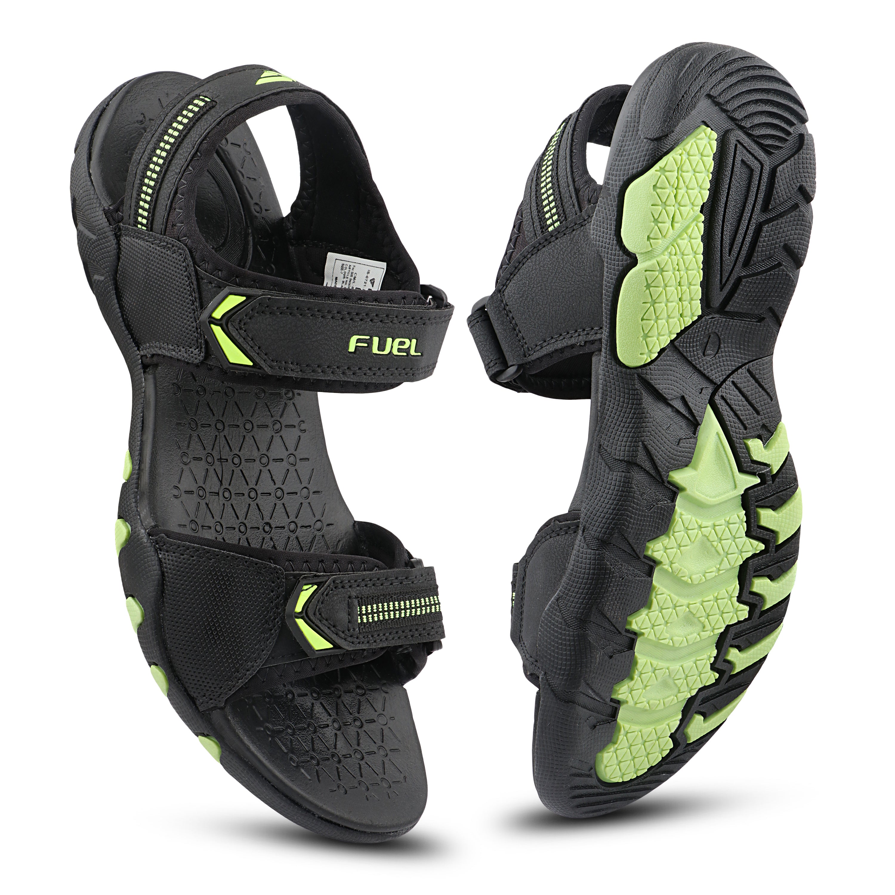 FUEL Sprandi-01 Sports Sandals for Men | Lightweight Walking & Outdoor Sandals | Breathable Mesh + Rexine | Easy Velcro Fit | EVA + TPR Sole | Cushioned Footbed (P.Green)