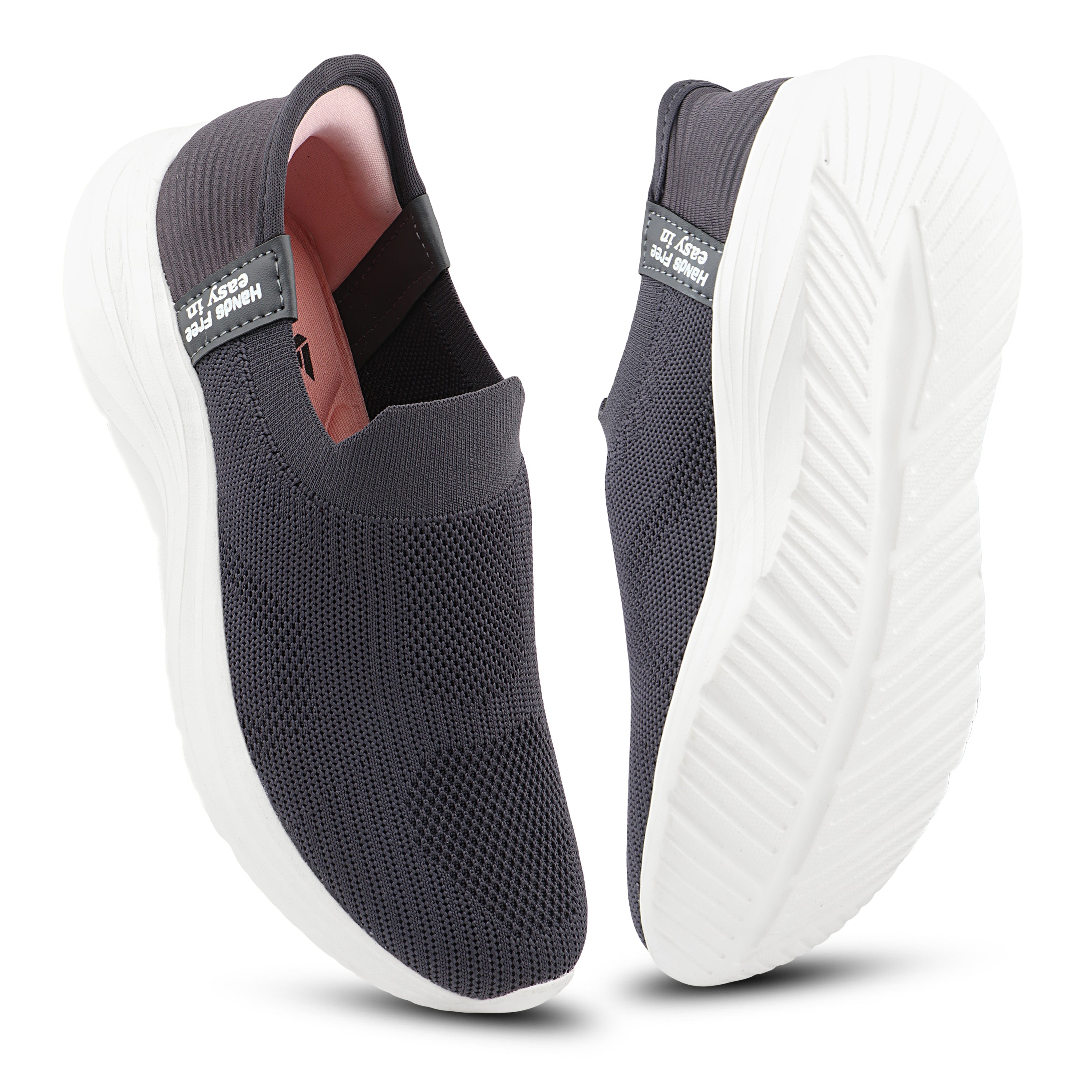 FUEL Gloria Women's Slip-On Shoes | Lightweight Casual Shoes | Soft Knitted Fabric Upper | Easy Slip-On Design | EVA Sole | Cushioned Footbed | Comfortable Everyday Footwear (Grey)