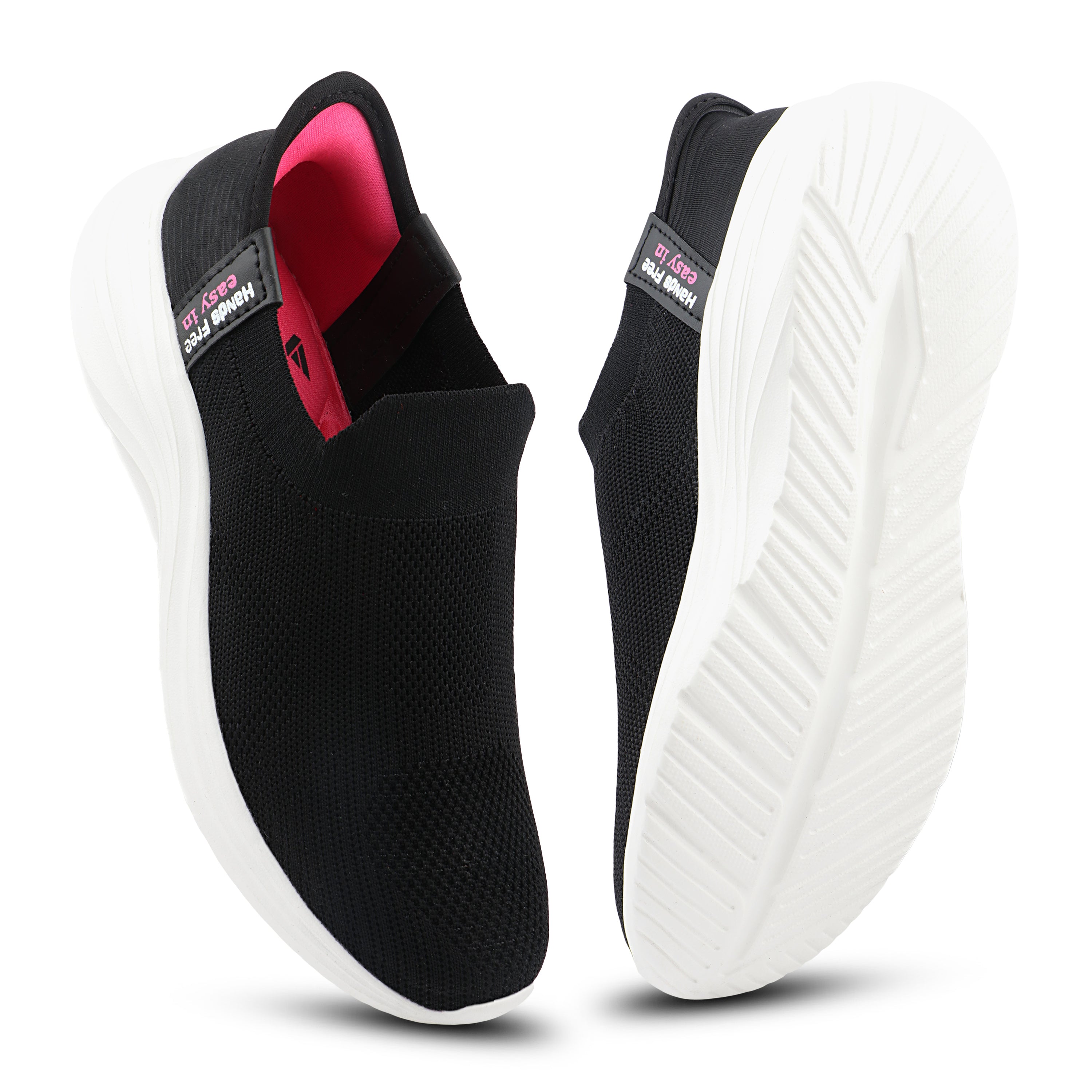 FUEL Gloria Women's Slip-On Shoes | Lightweight Casual Shoes | Soft Knitted Fabric Upper | Easy Slip-On Design | EVA Sole | Cushioned Footbed | Comfortable Everyday Footwear (Black)