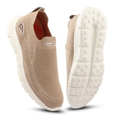 FUEL Flash-03 Men’s Casual Shoes, Beige Textured Slip-On Footwear with Chunky White Sole for Everyday Wear, (Beige)
