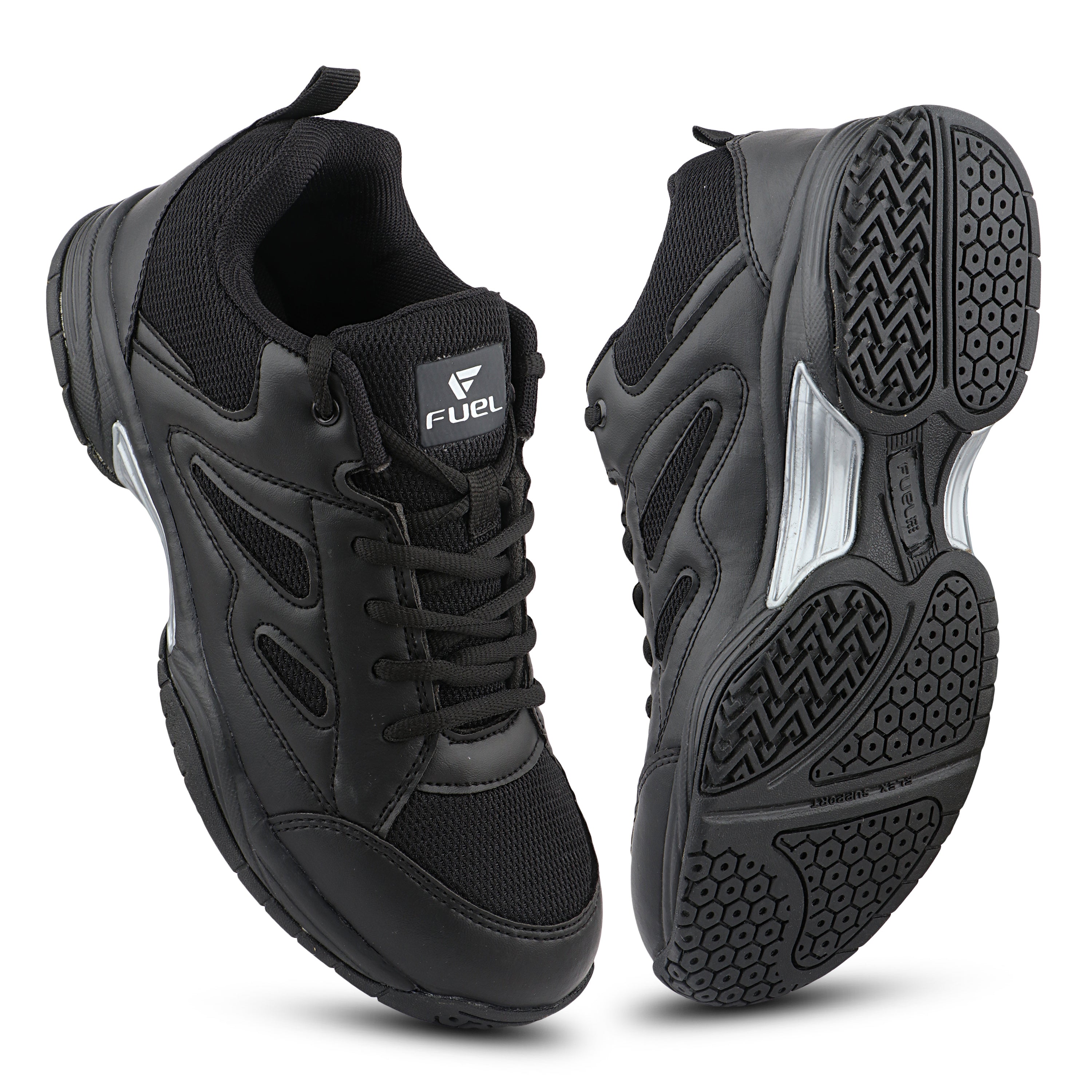FUEL Snow Lightweight & Durable Lace-Up Sports Shoes for Men's (Black)