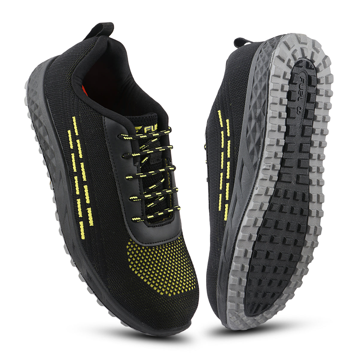 FUEL Armour 1 DD ISI Marked Strong Knitting Upper Breathable Safety Shoes for Men's Steel Toe Cap With Double Density Rubberized PVC Sole (Black)