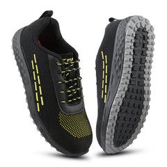 FUEL Armour 1 DD ISI Marked Strong Knitting Upper Breathable Safety Shoes for Men's Steel Toe Cap With Double Density Rubberized PVC Sole (Black)