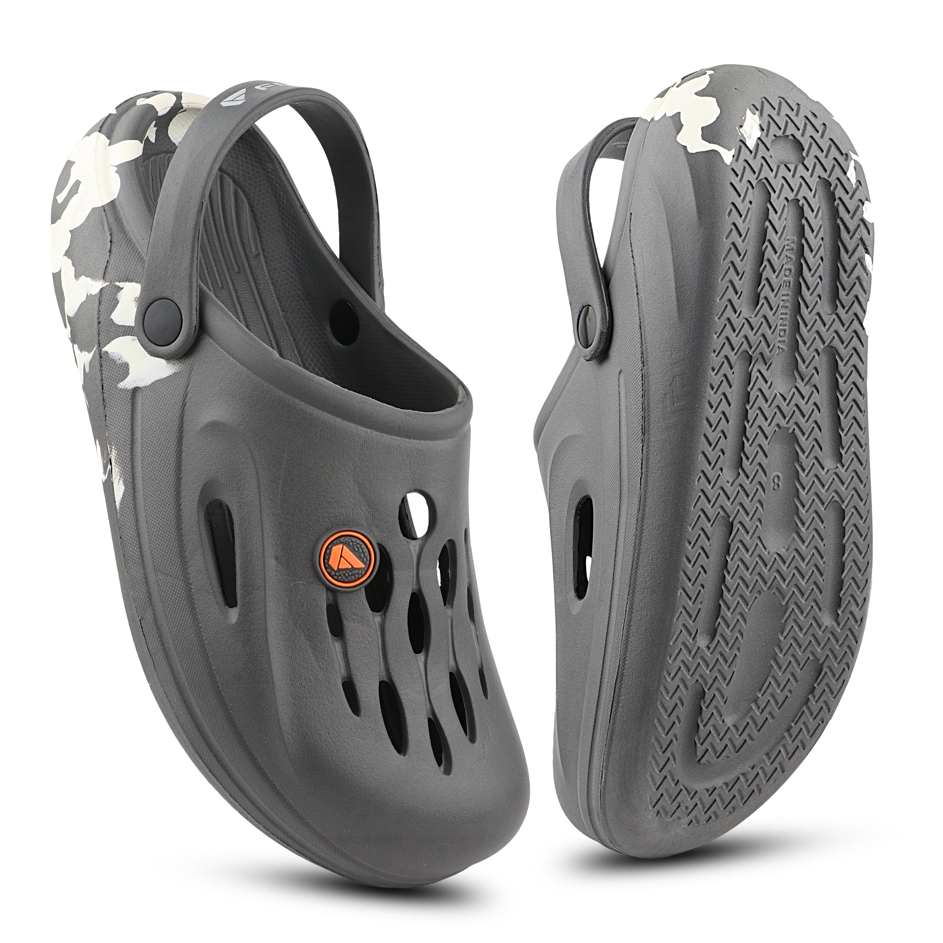 FUEL Oxygen Cushioned Comfort and Lightweight Slip-On with Anti-Slip Sole Clogs for Men's (Grey)