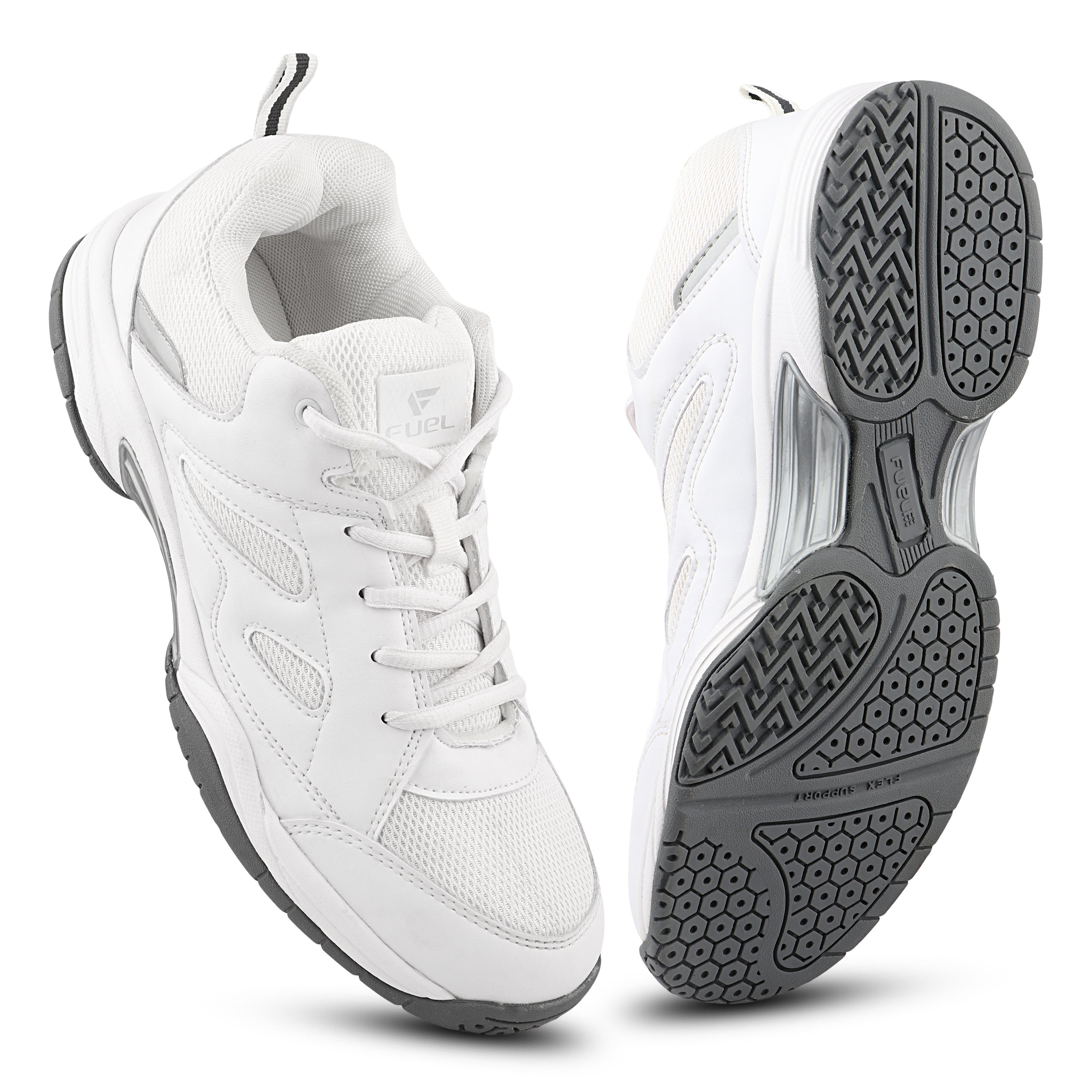 FUEL Snow Lightweight & Durable Lace-Up Sports Shoes for Men's (White)