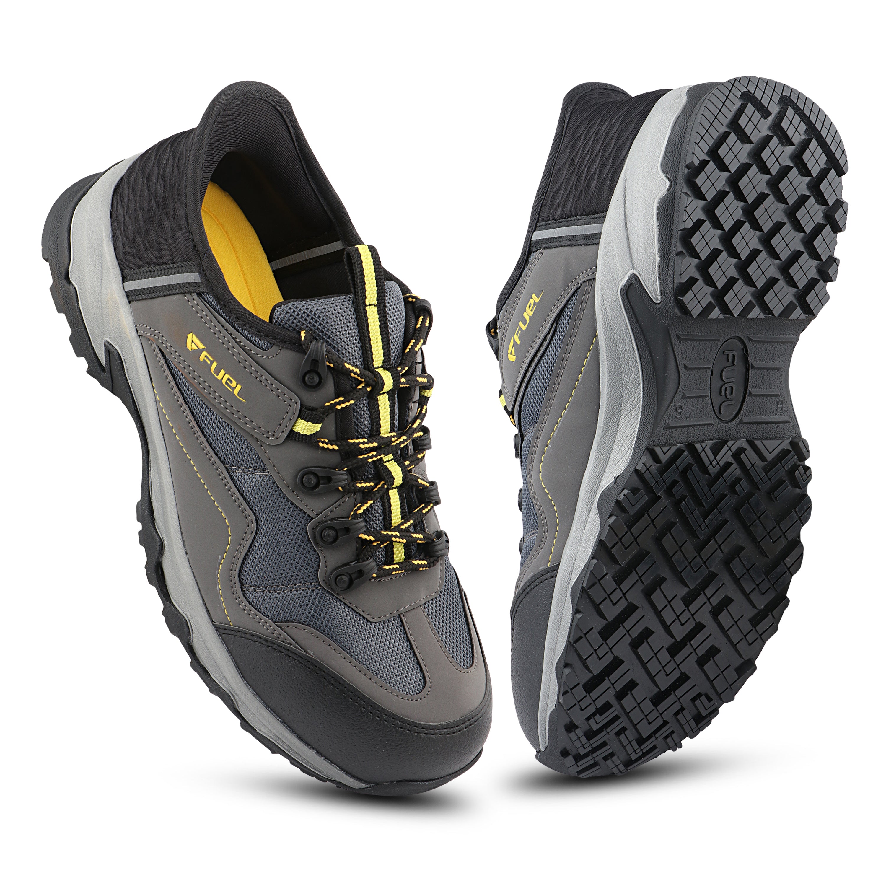 FUEL Futurix Breathable Mesh and Anti-Slip EVA+Rubber Sole with Composite Toe Protection of Industrial Work Safety Shoes for Men's (Grey)