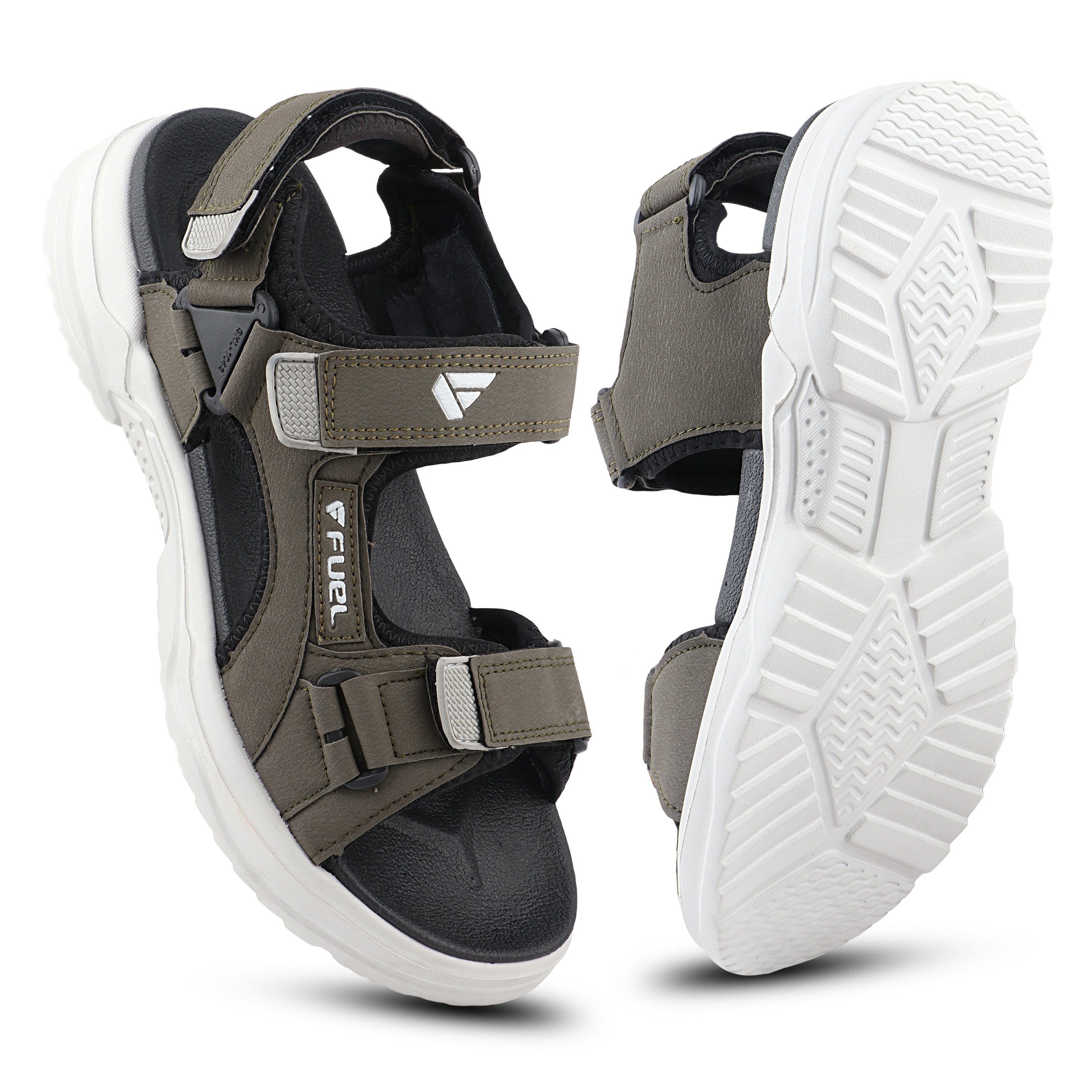 FUEL Combat-06 Comfortable and Stylish Casual Sandals For Men's (Mehandi-Black)