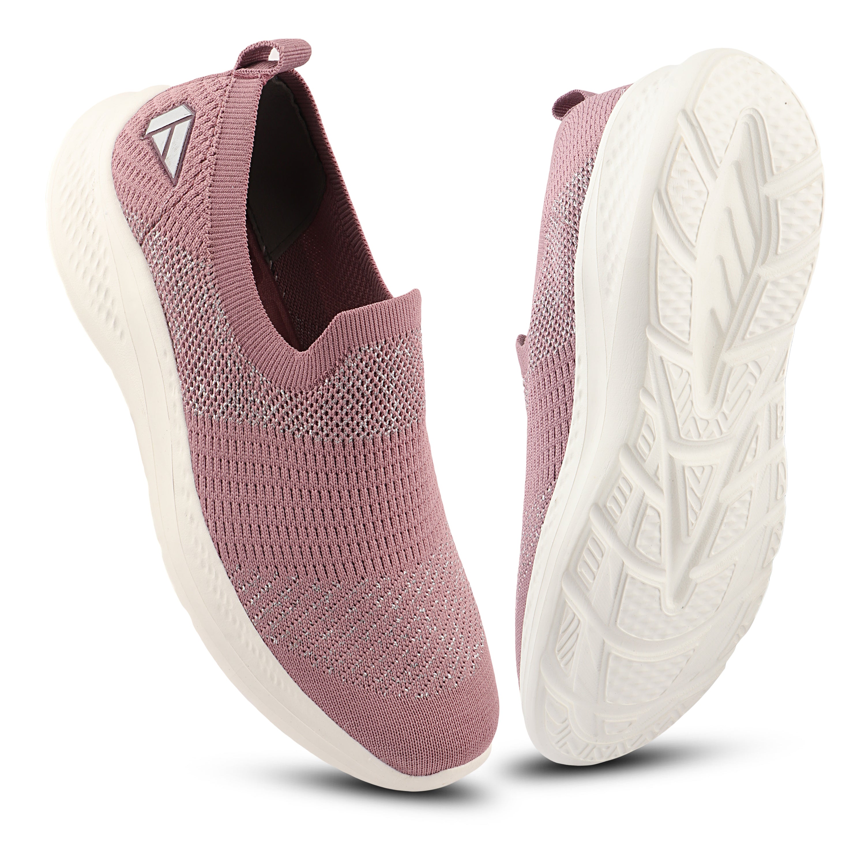 FUEL Sparkle Lightweight & Comfortable Casual Slip-On Daily Wear Sports Shoes for Women's (Mauve)