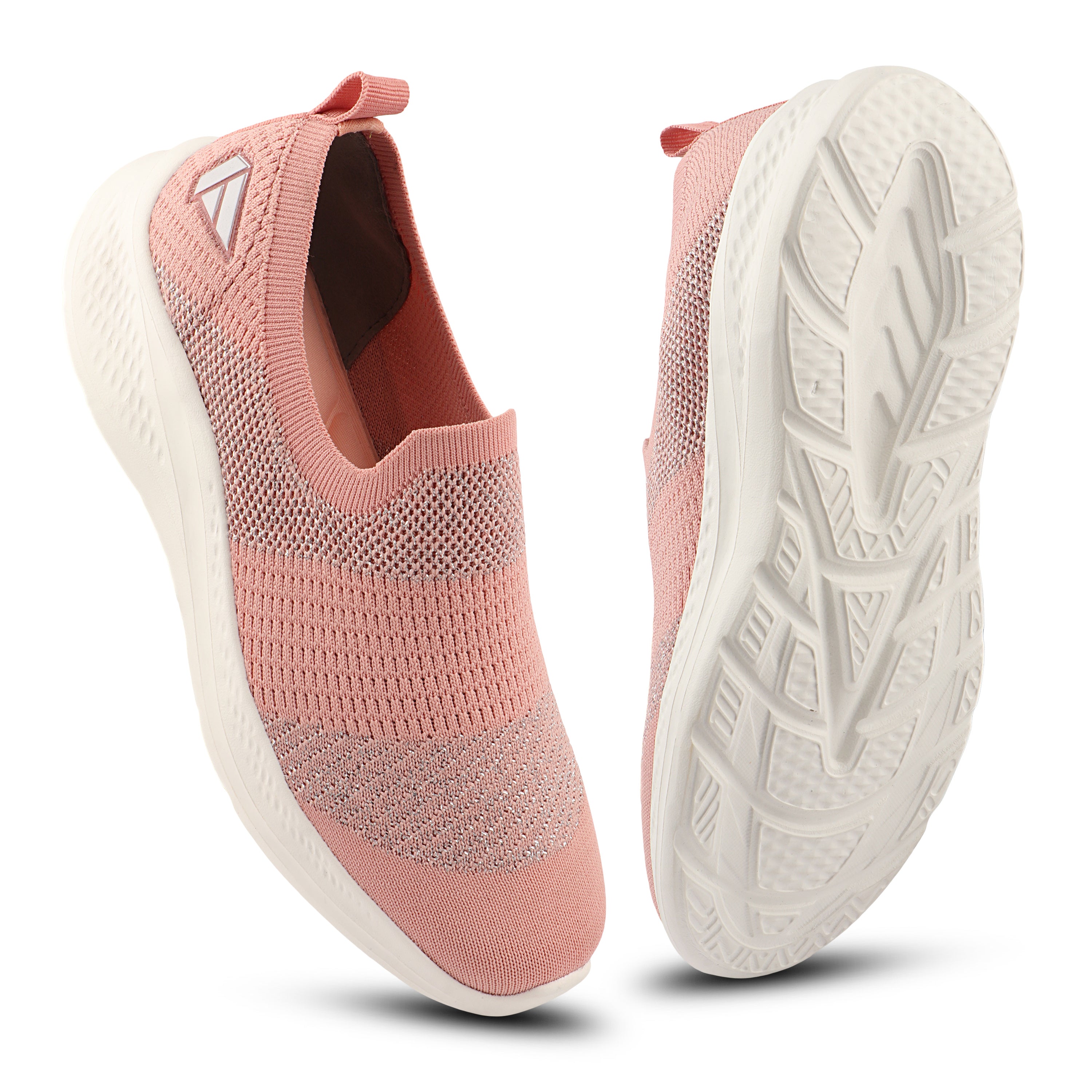 FUEL Sparkle Lightweight & Comfortable Casual Slip-On Daily Wear Sports Shoes for Women's (Peach)