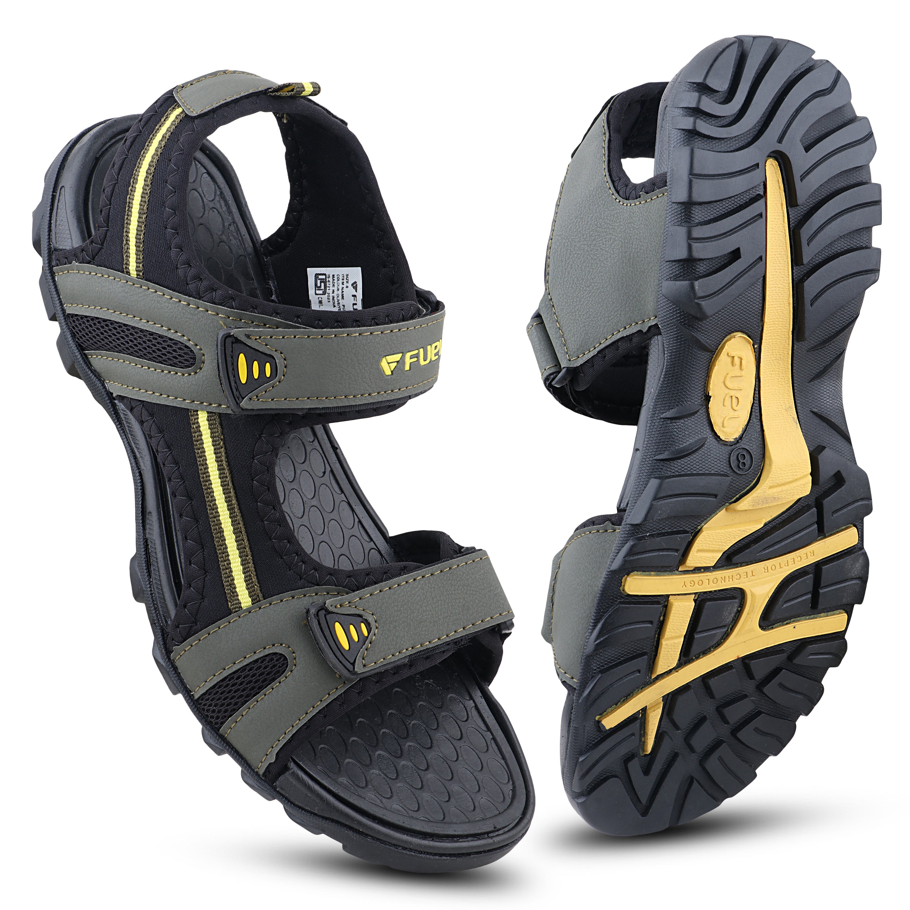 FUEL Punch-04 Trendy & Comfortable with Soft Cushioned Insole Sports Sandals for Men (Olive)