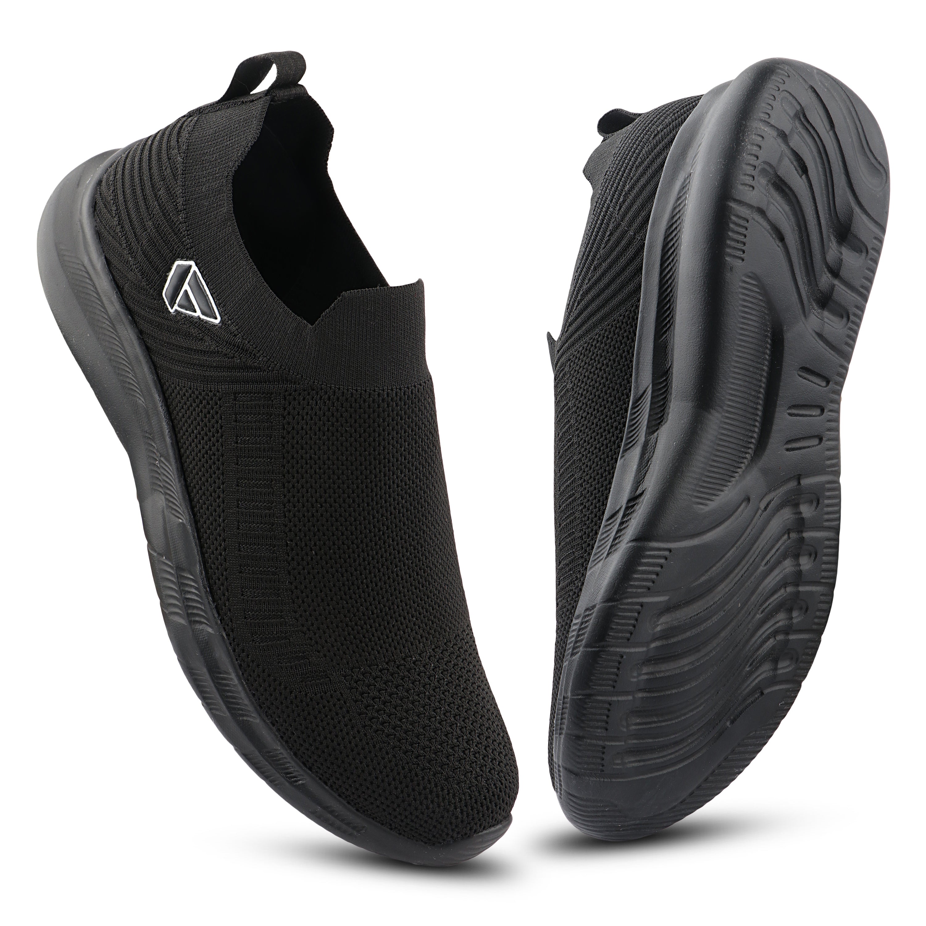 FUEL Flash Lightweight & Breathable Cushioned EVA Sole Slip-On Sports Shoes for Men's (Black)