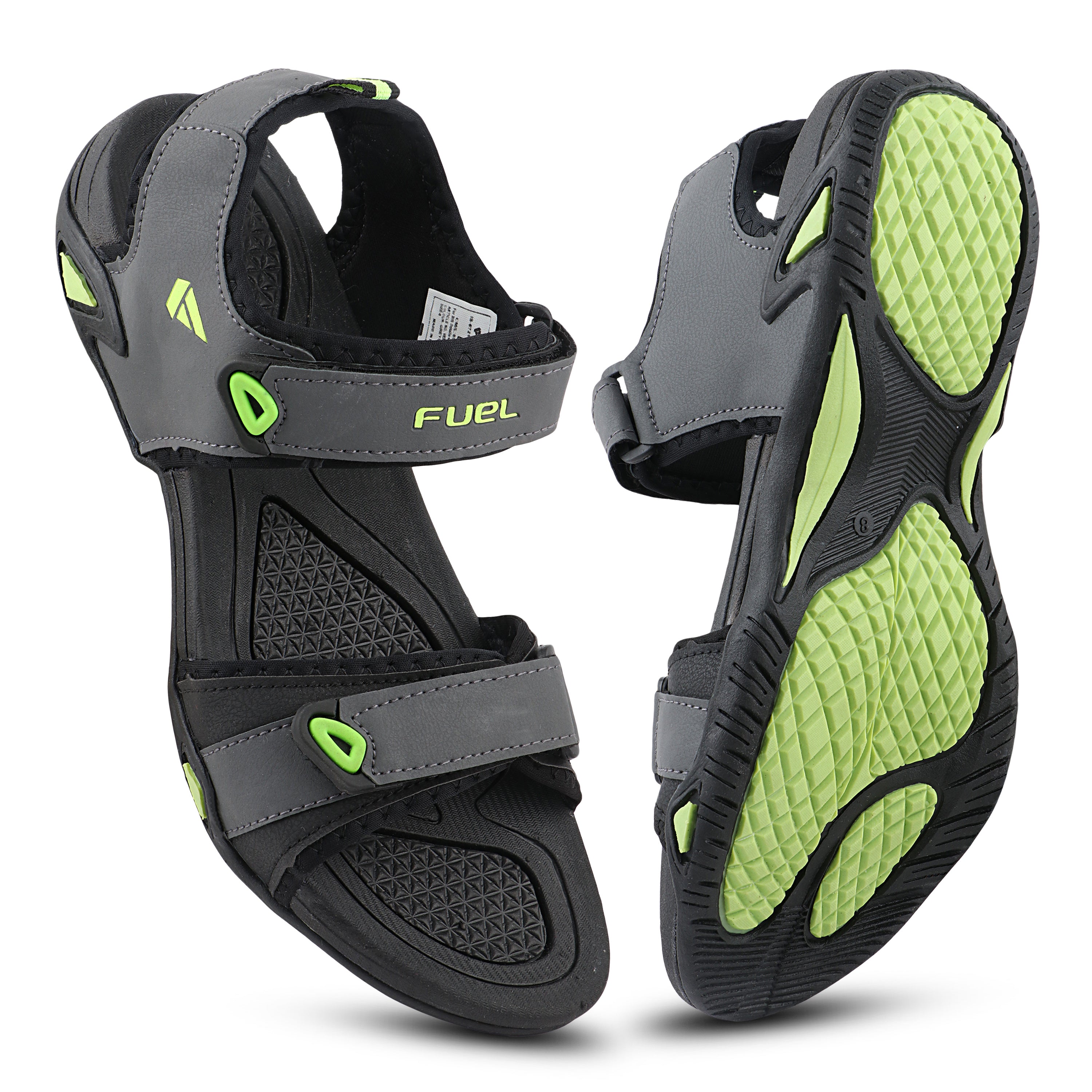 FUEL Vento-02 Comfortable & Light-weight Sandals For Men's (Grey-P.Green)