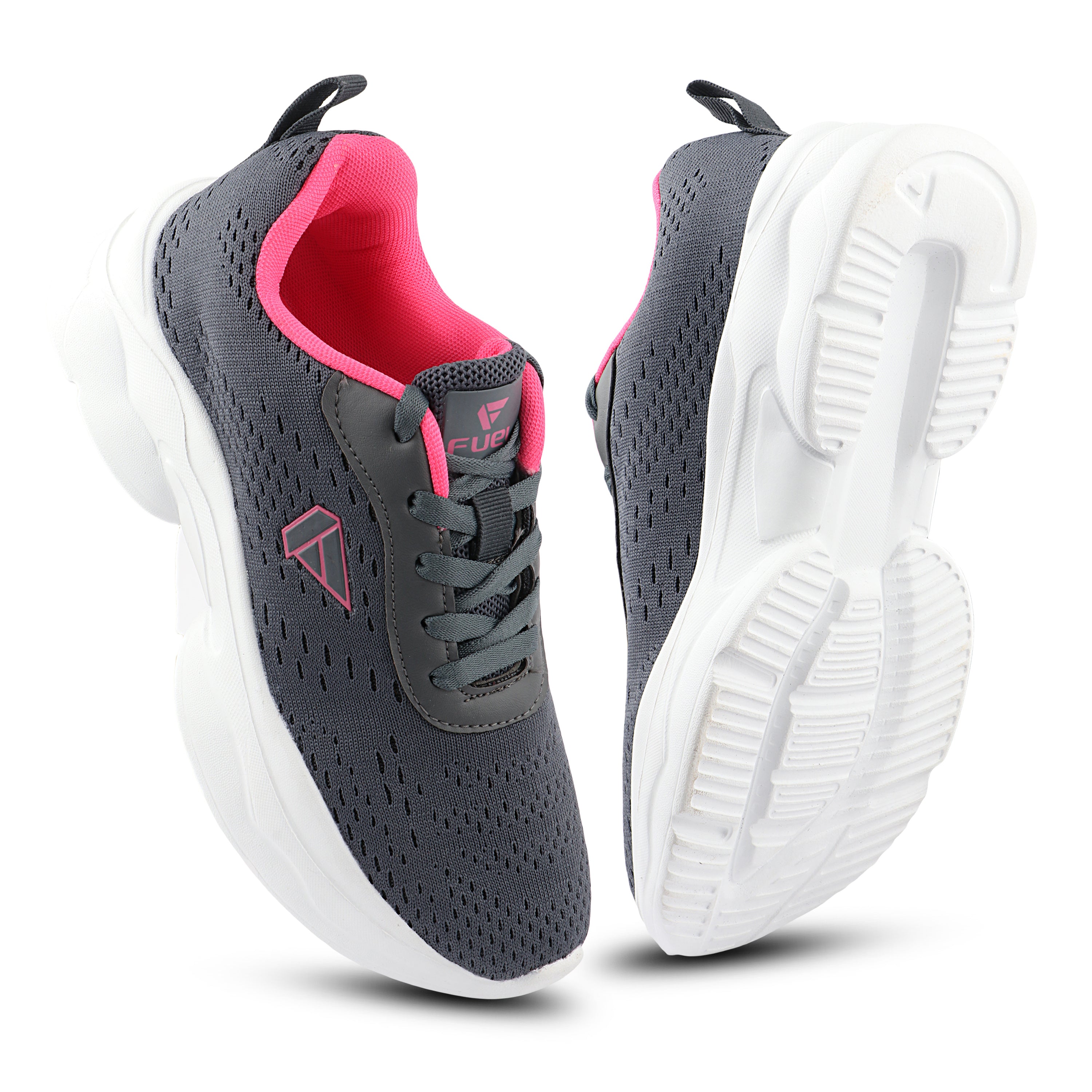 FUEL Wave Breathable & Cushioned Footbed Lace-Up Sports Shoes For Women's (Grey)