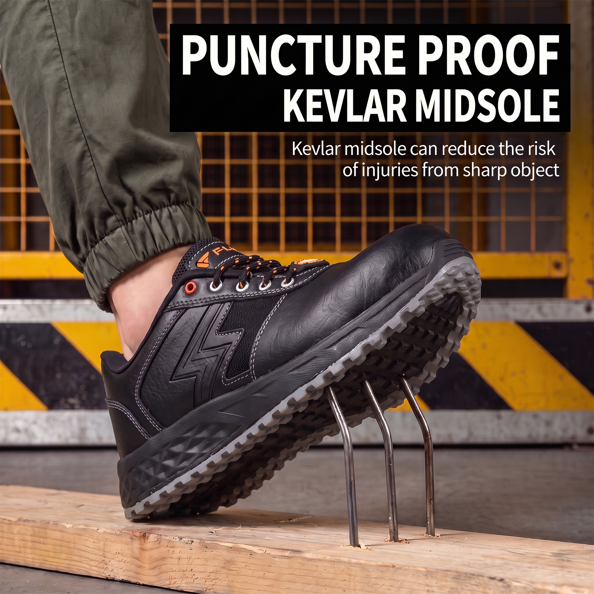 FUEL Gravix Synthetic Upper & PVC double density Sole Industrial Steel Toe Safety Shoes for Men (Black)