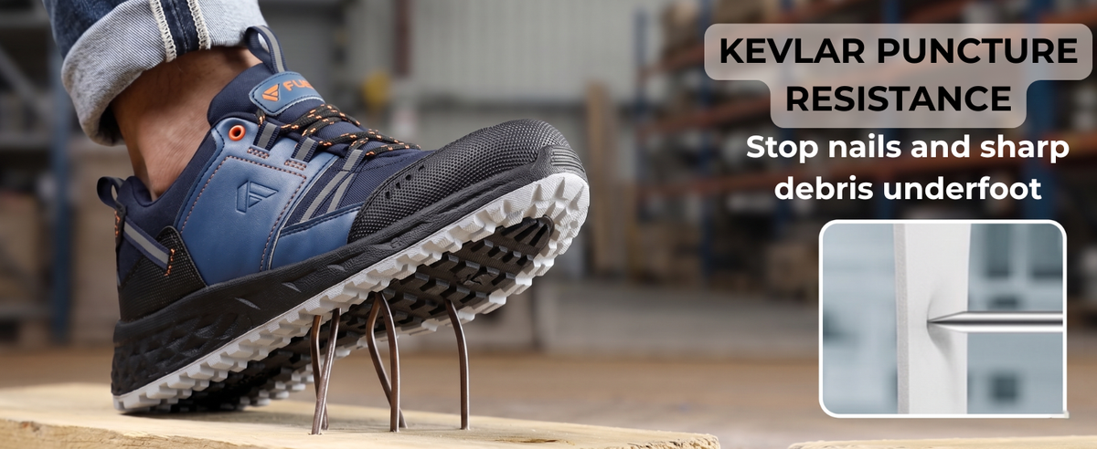 FUEL Flute Synthetic Upper & PVC double density Sole Industrial Steel Toe Safety Shoes for Men (Black)
