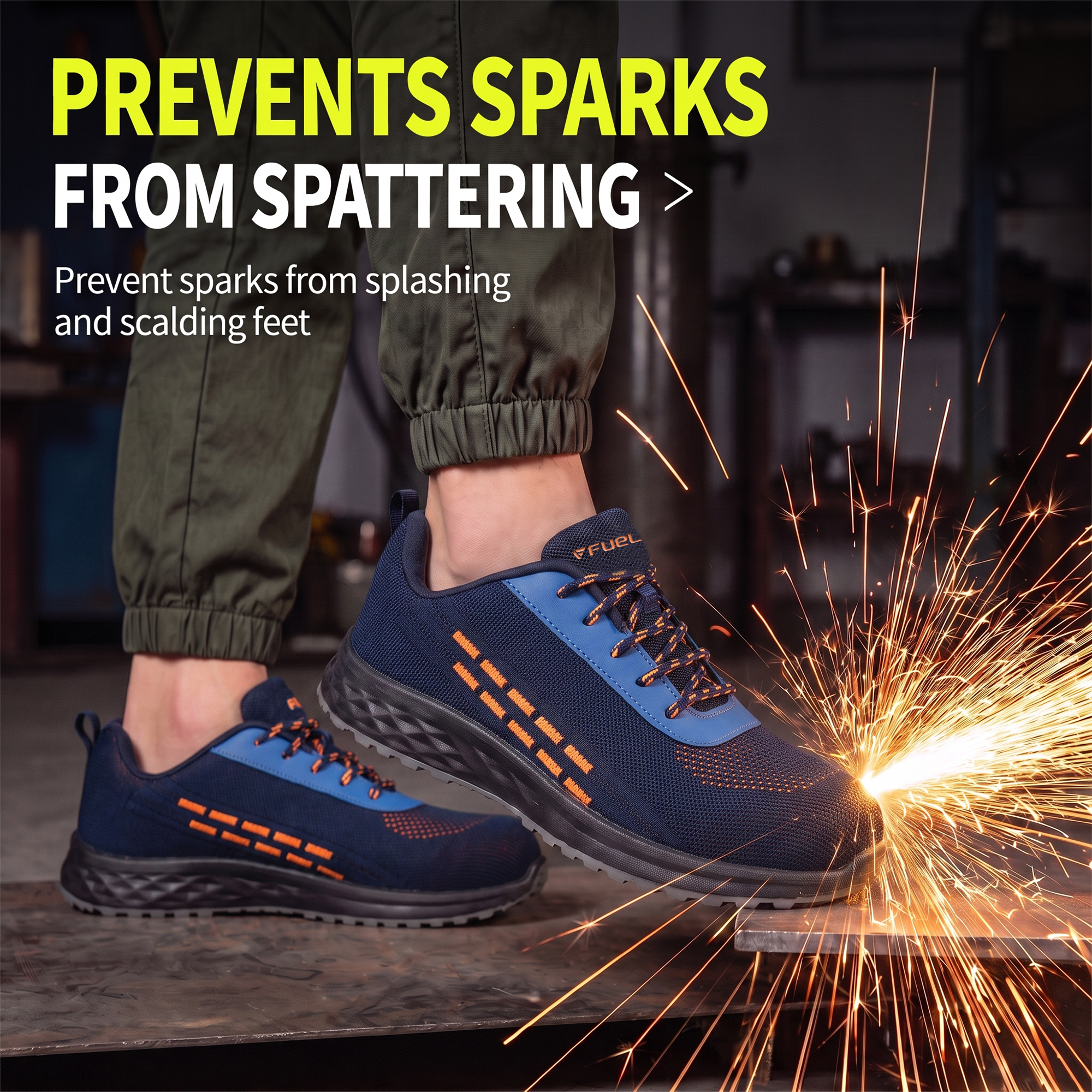 FUEL Armour 1 DD ISI Marked Strong Knitting Upper Breathable Safety Shoes for Men's Steel Toe Cap With Double Density Rubberized PVC Sole (Navy)