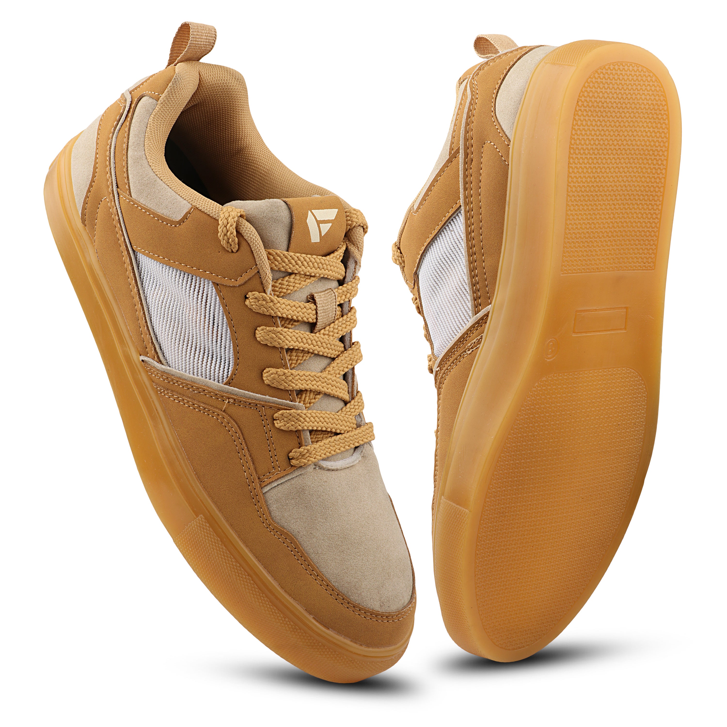 FUEL Nava-08 Lightweight Casual & Running Shock-Absorbing Comfort TPR Sole Sports Shoes for Men's (Beige)