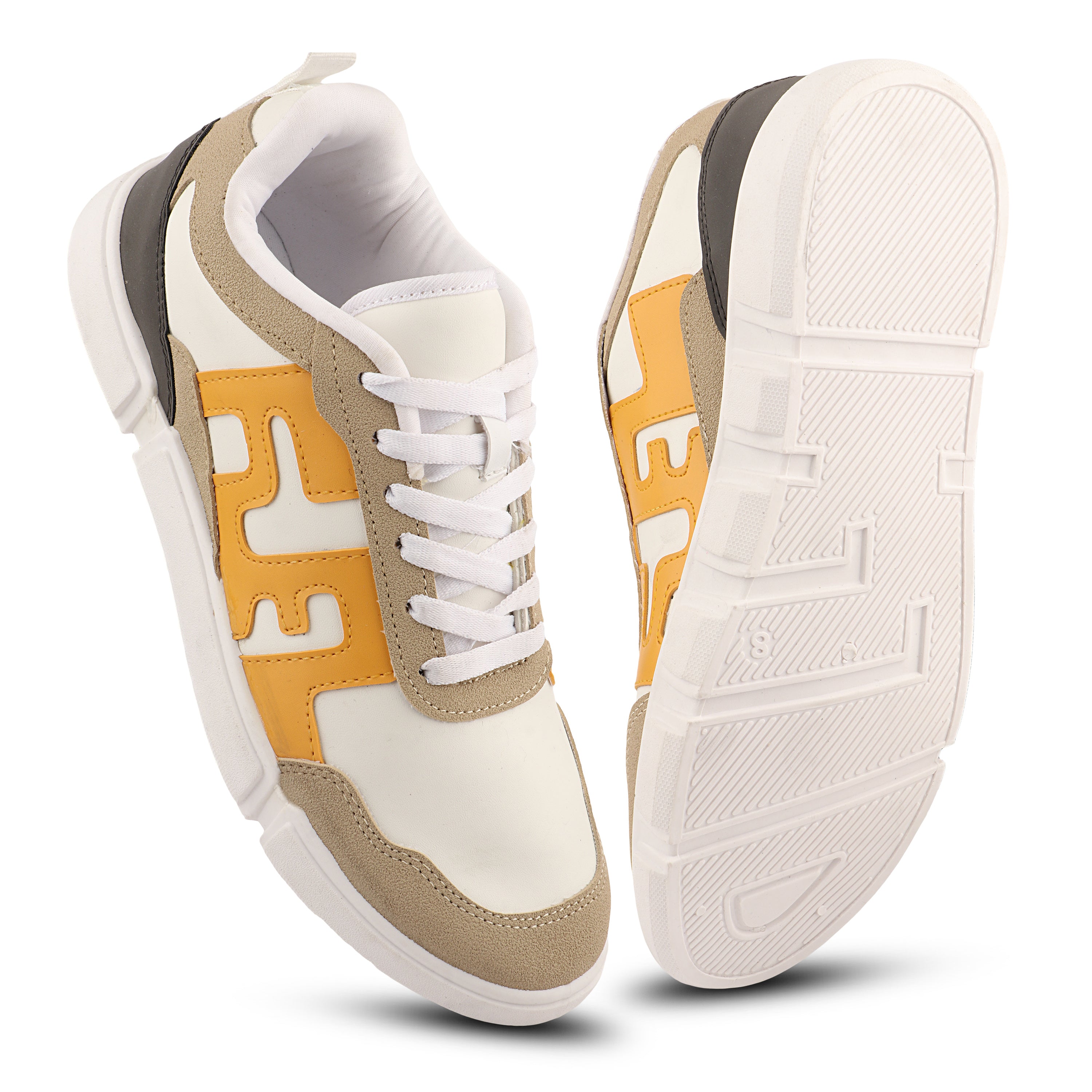 FUEL Striker Athletic Lightweight with Durable PVC Sole and Cushioned Comfort Shoes for Men's (White)