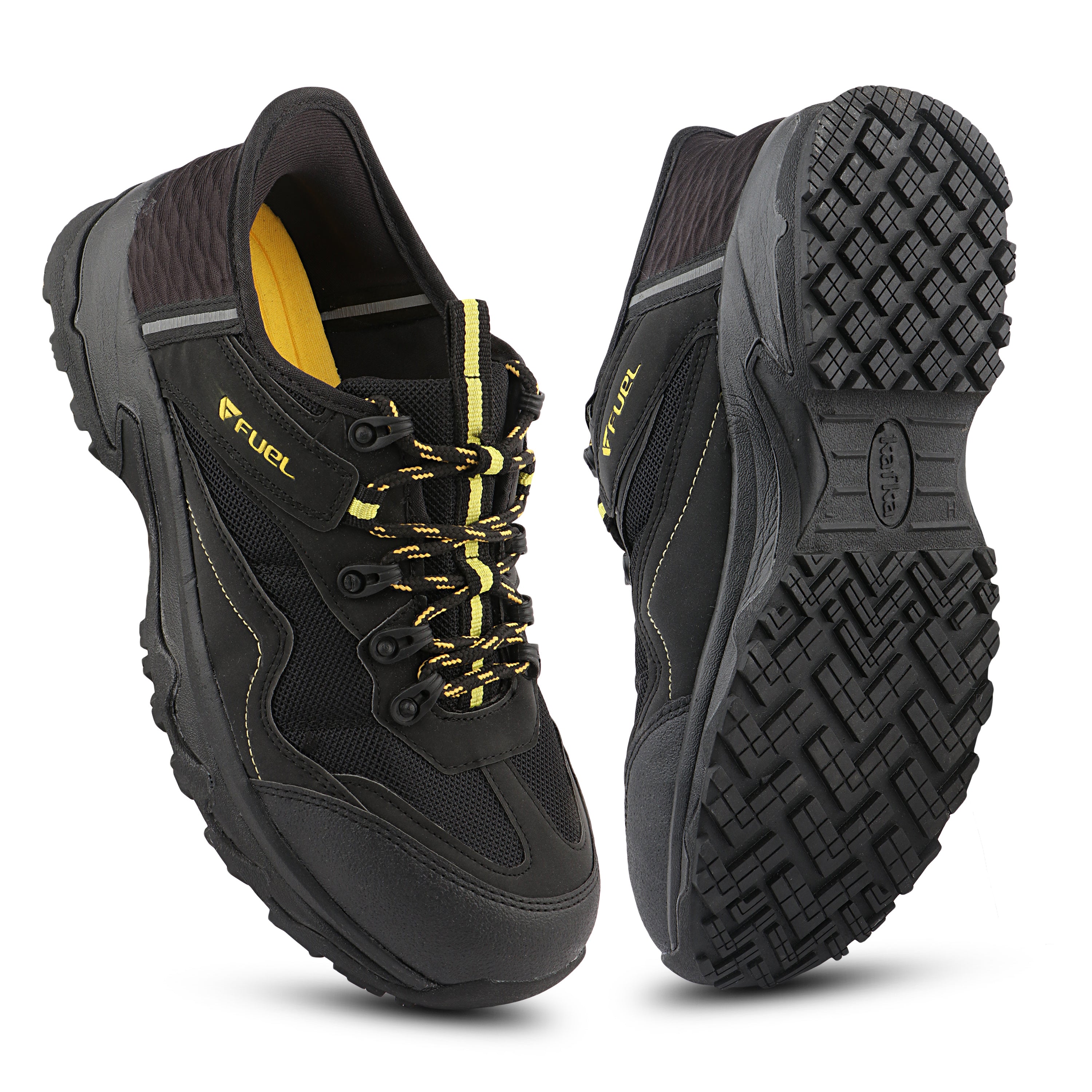 FUEL Futurix Lightweight Composite Toe and Breathable Mesh Upper with EVA+Rubber Anti-Slip Sole Lace-Up Industrial Work Safety Shoes for Men's (Black)