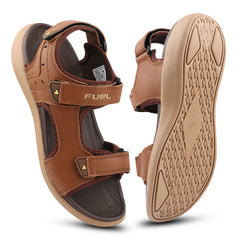 FUEL Men’s XO-Power-04 Tan Beige Sandals with Lycra and Rexine Upper, Lightweight EVA Sole, Comfortable Open Toe Design, (Tan)