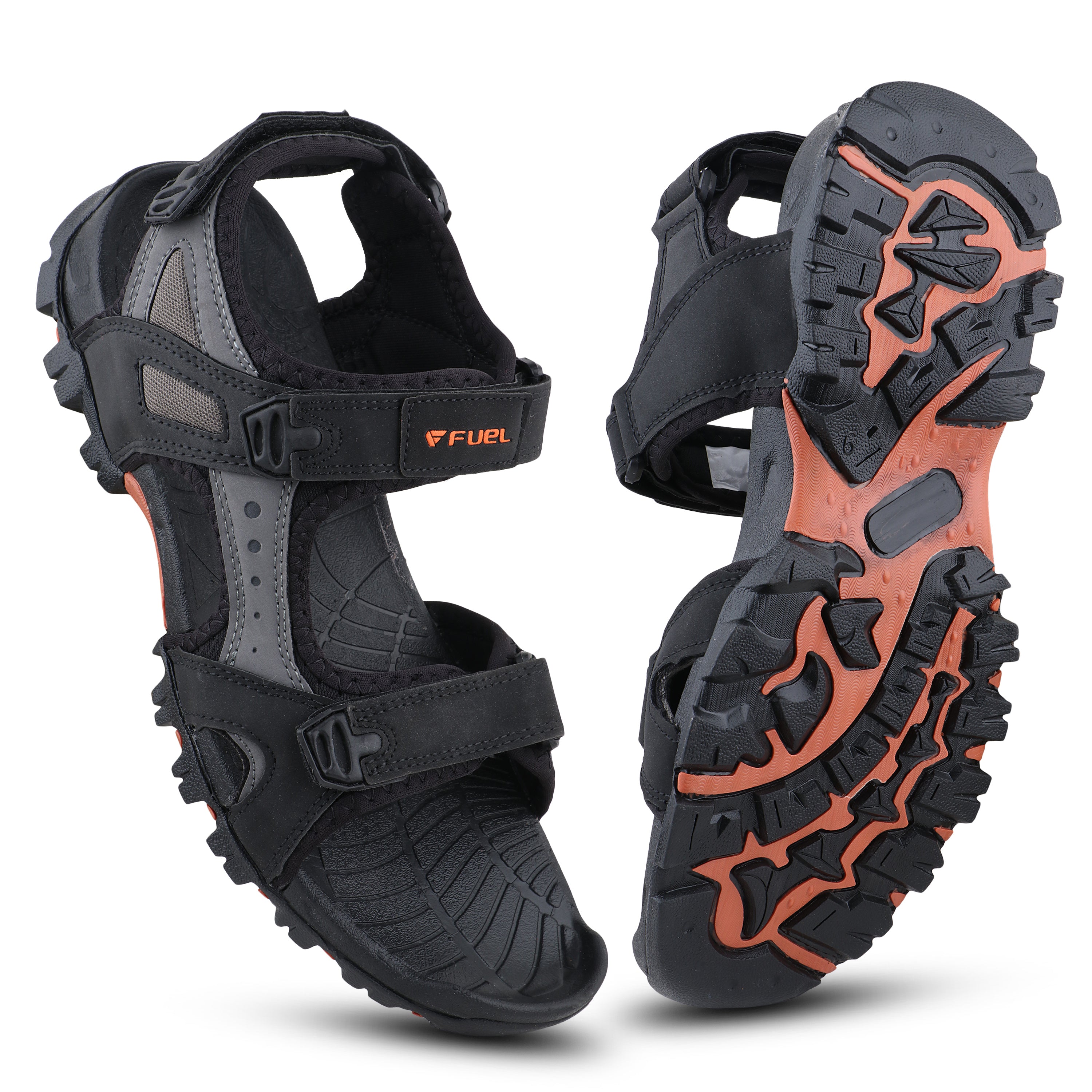 FUEL Timberland-08 Comfortable and Lightweight with Cushioned Footbed Sole Sports Sandals for Men (Black)