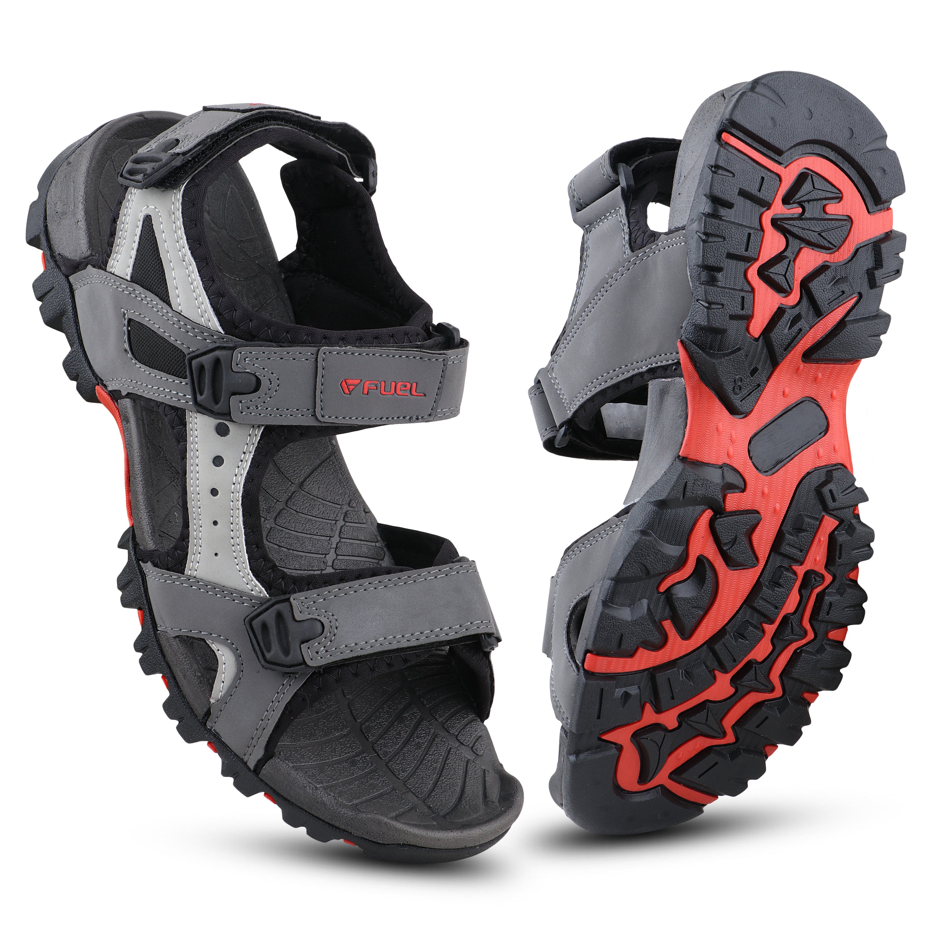 FUEL Timberland-08 Comfortable and Lightweight with Cushioned Footbed Sole Sports Sandals for Men (Grey)