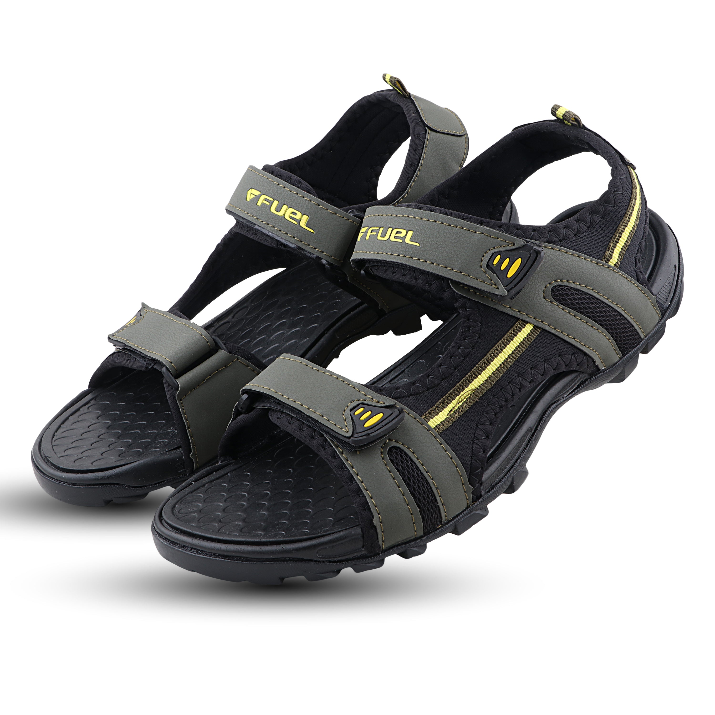 FUEL Punch-04 Trendy & Comfortable with Soft Cushioned Insole Sports Sandals for Men (Olive)